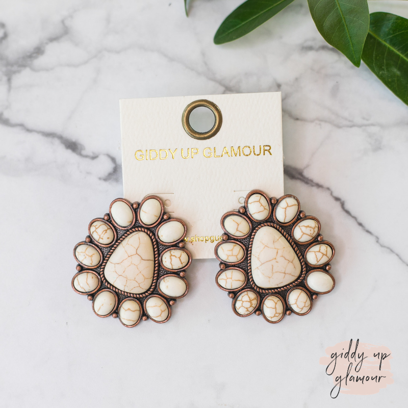Triangular Cluster Earrings in Ivory - Giddy Up Glamour Boutique