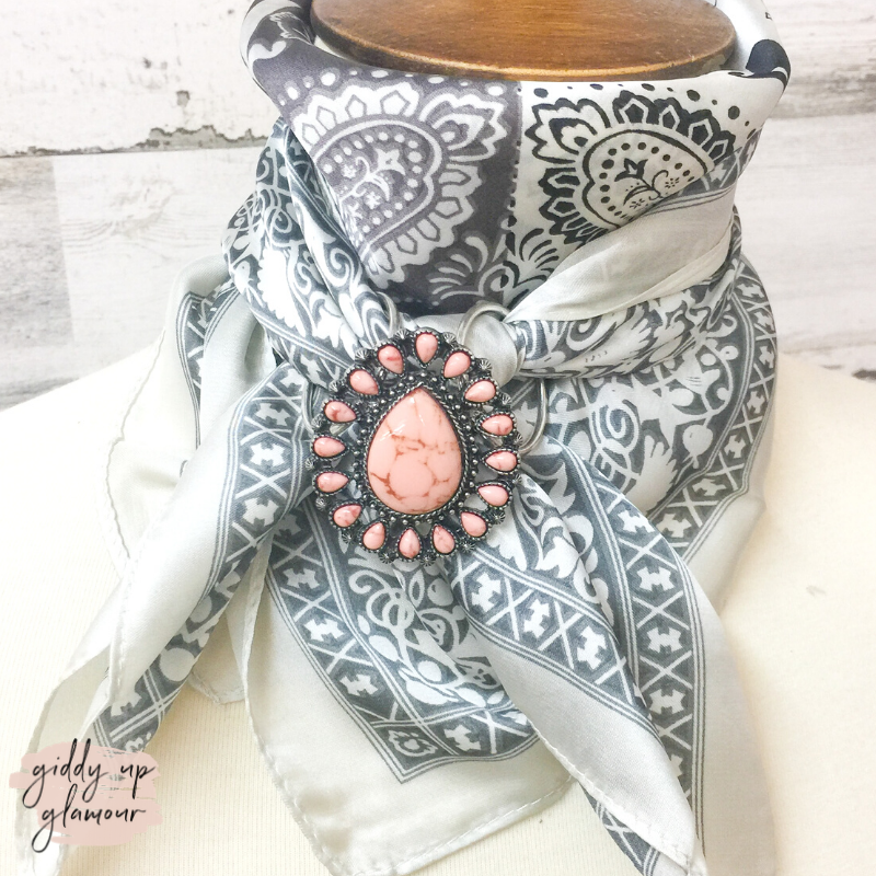Western Stone Cluster Scarf Ring in Pink - Giddy Up Glamour Boutique