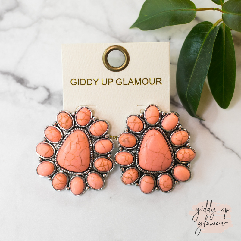 Triangular Cluster Earrings in Coral - Giddy Up Glamour Boutique