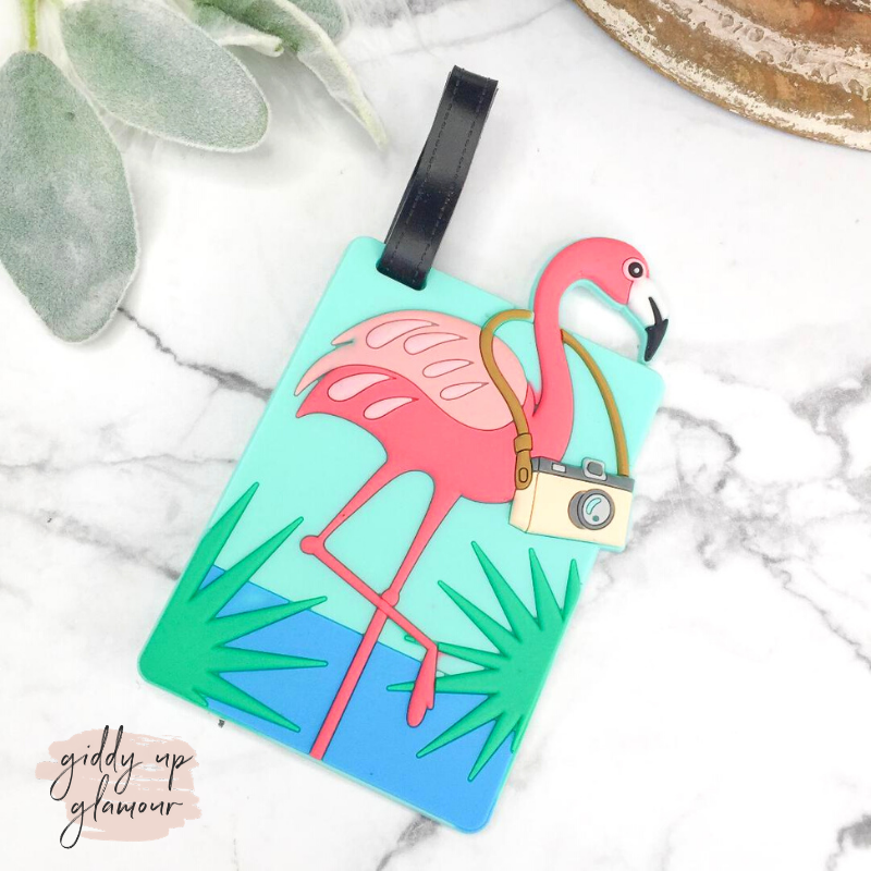 Buy 3 for $10 | Tourist Flamingo Luggage Tag - Giddy Up Glamour Boutique