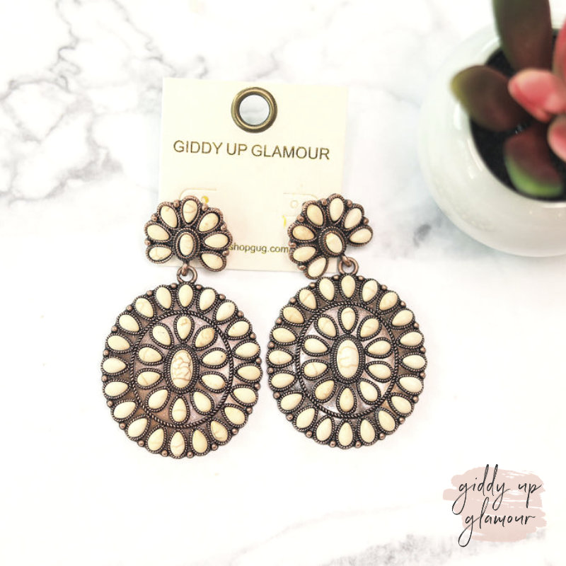 Double Cluster Western Earrings in Ivory - Giddy Up Glamour Boutique