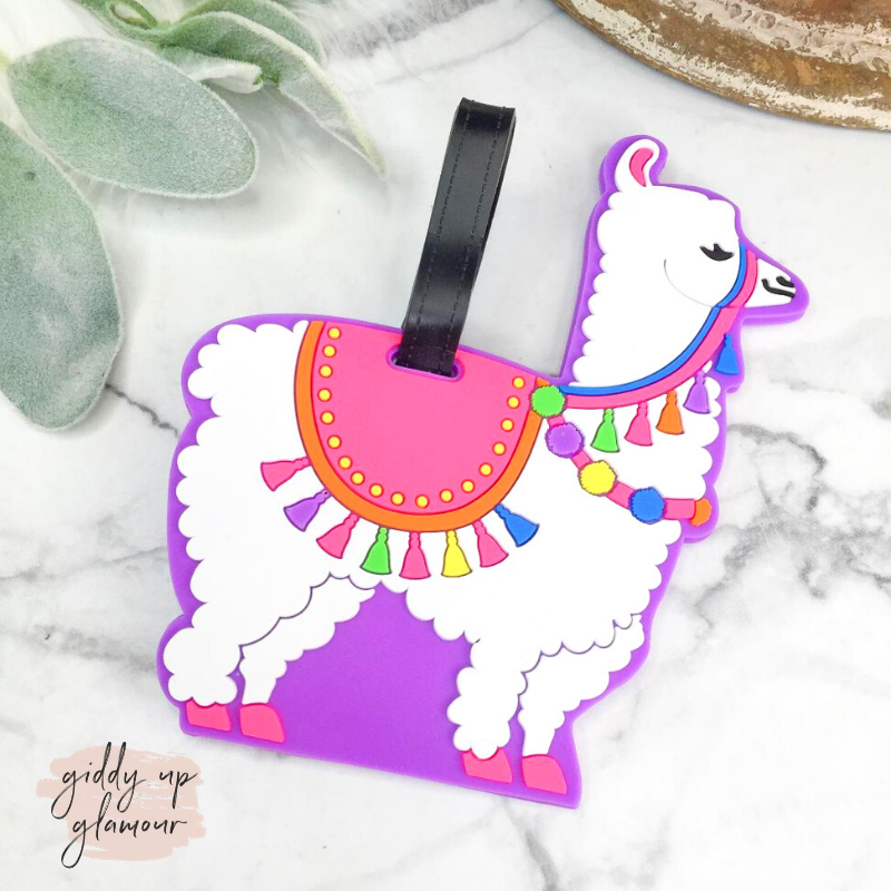Buy 3 for $10 | Boho Neon Llama Luggage Tag - Giddy Up Glamour Boutique
