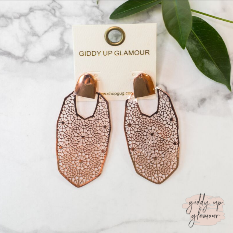 Oval Arabesque Earrings in Rose Gold - Giddy Up Glamour Boutique
