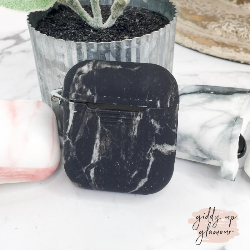 Protective AirPods Case in Black Marble