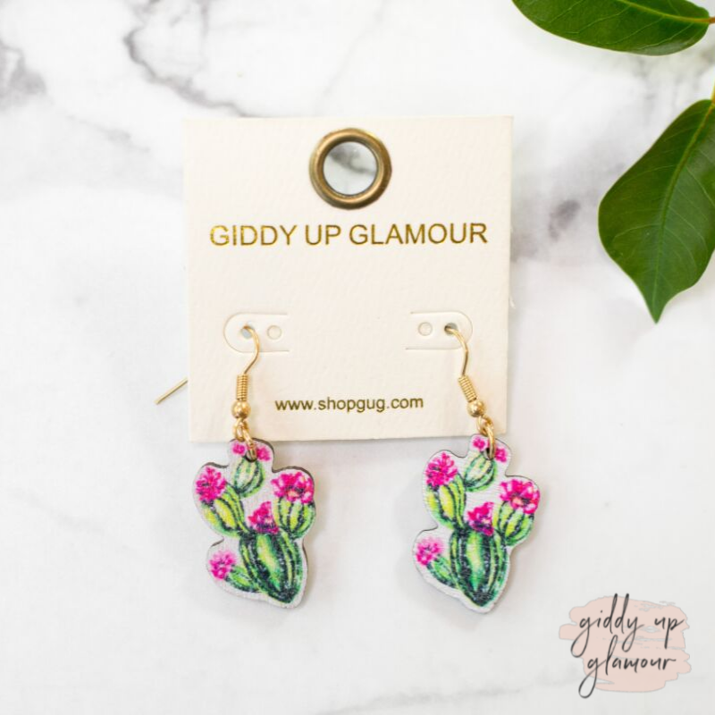 Prickly Pear Blossom Wooden Earrings