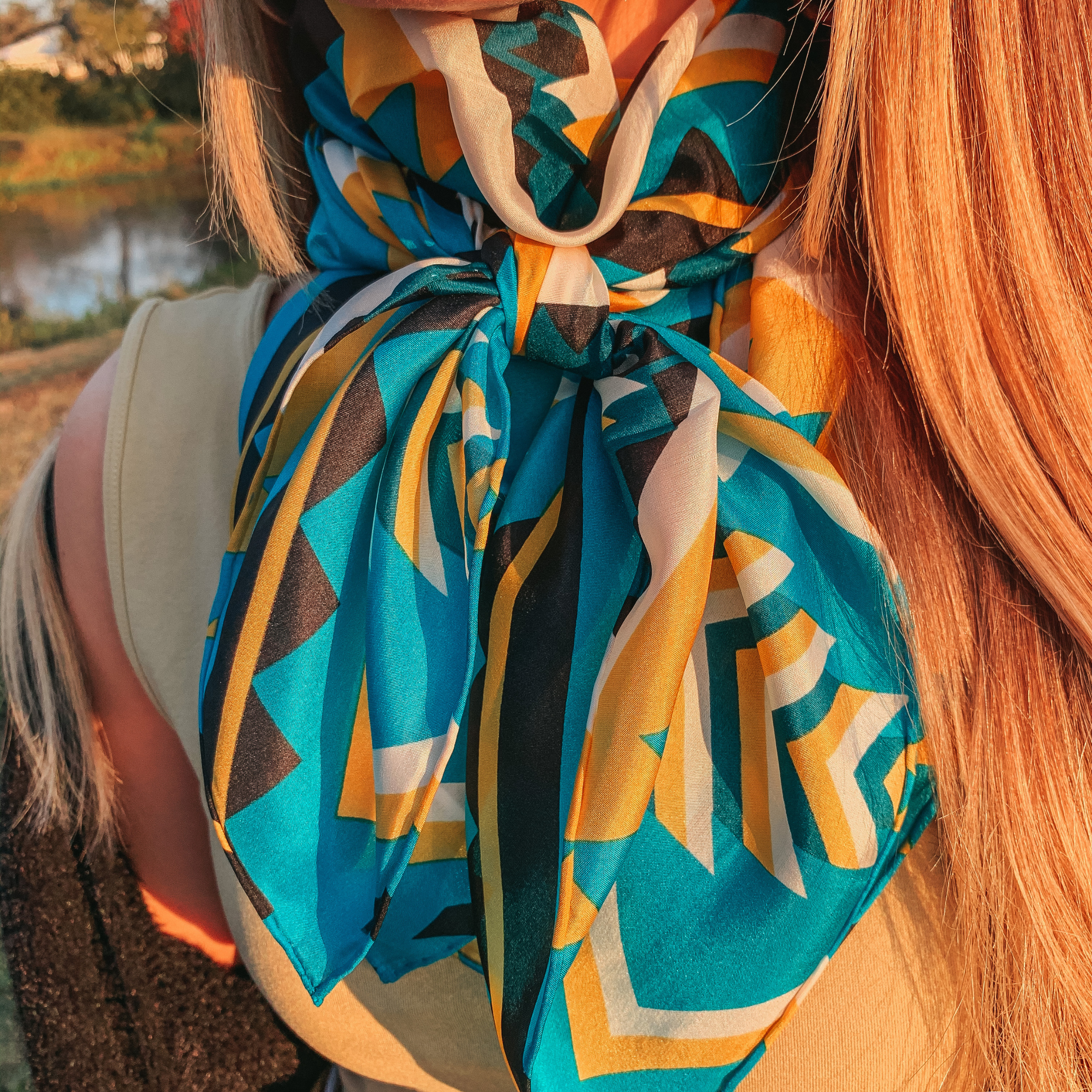 Southwest Wild Rag in Teal and Gold - Giddy Up Glamour Boutique