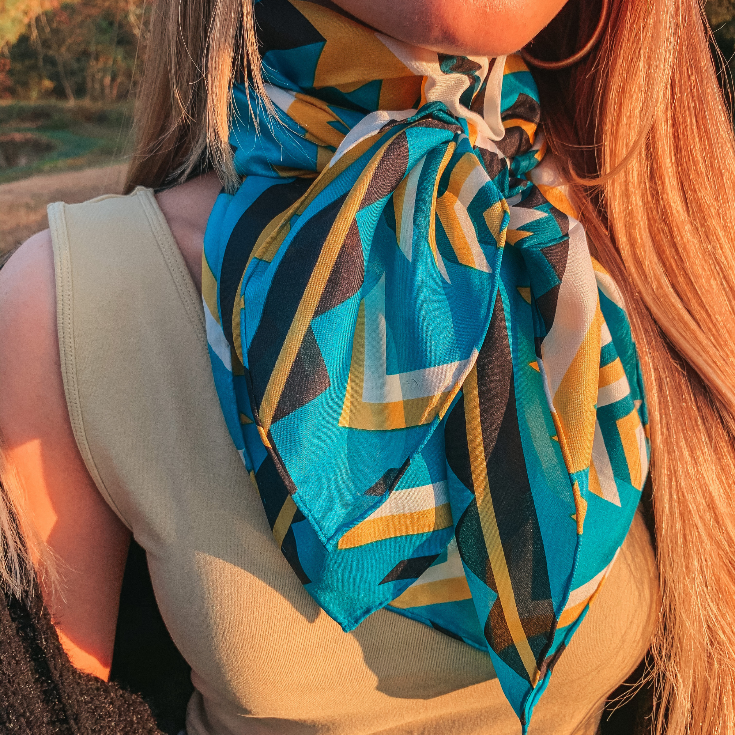 Southwest Wild Rag in Teal and Gold - Giddy Up Glamour Boutique
