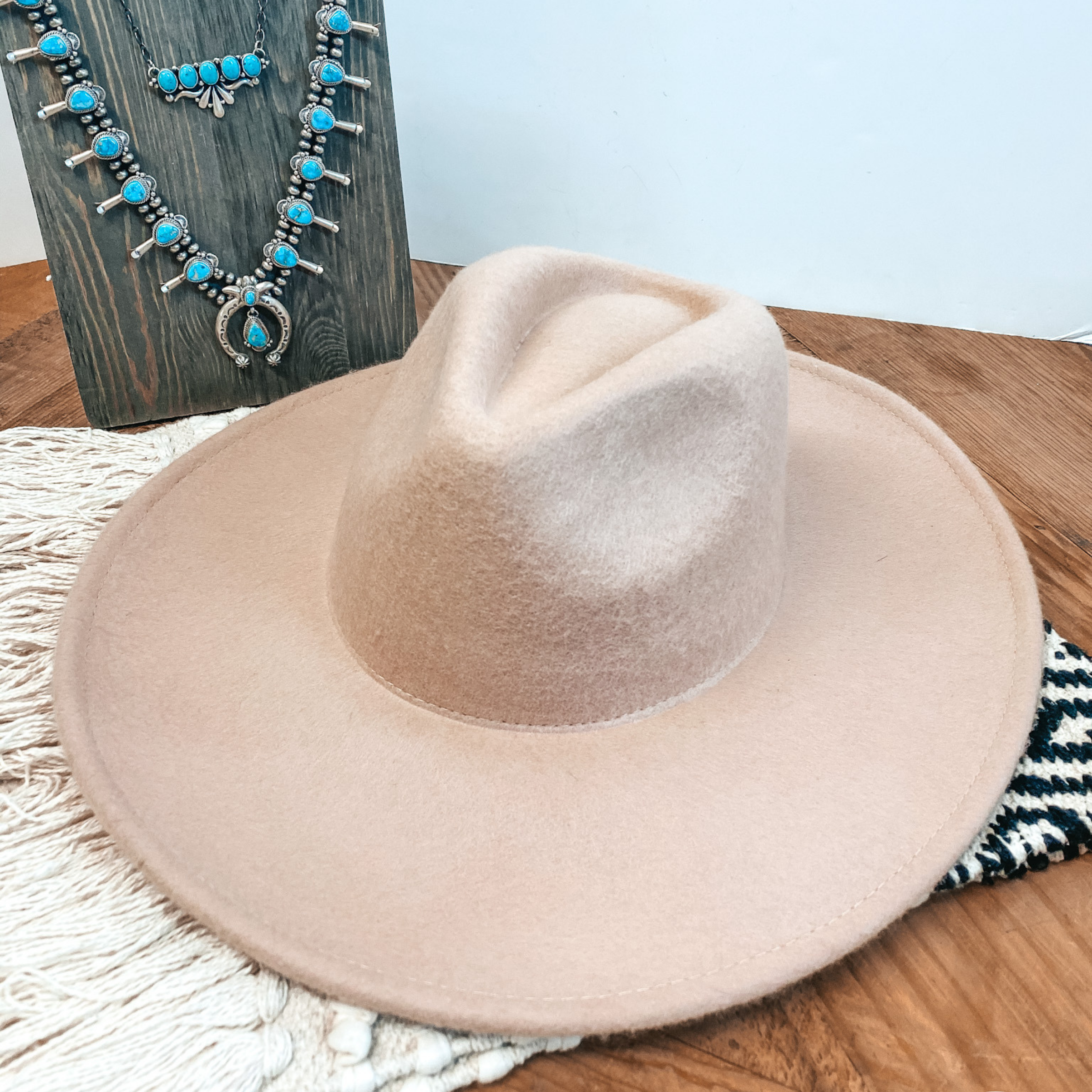 Amarillo Sky Classic Rancher Felt Hat in Beige - Giddy Up Glamour Boutique
