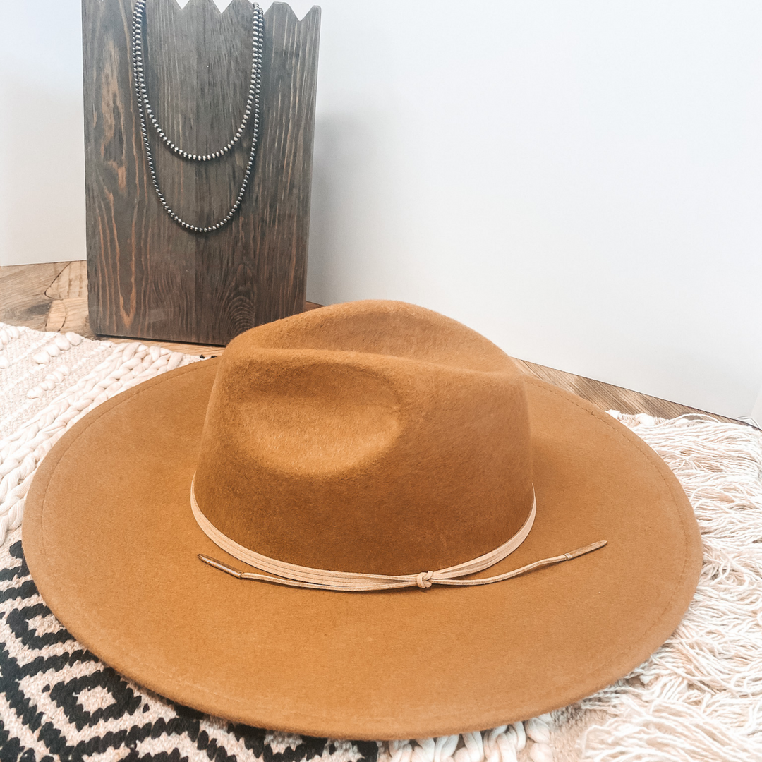 Arizona Skies Felt Hat with Wrapped Leather Band in Tan - Giddy Up Glamour Boutique