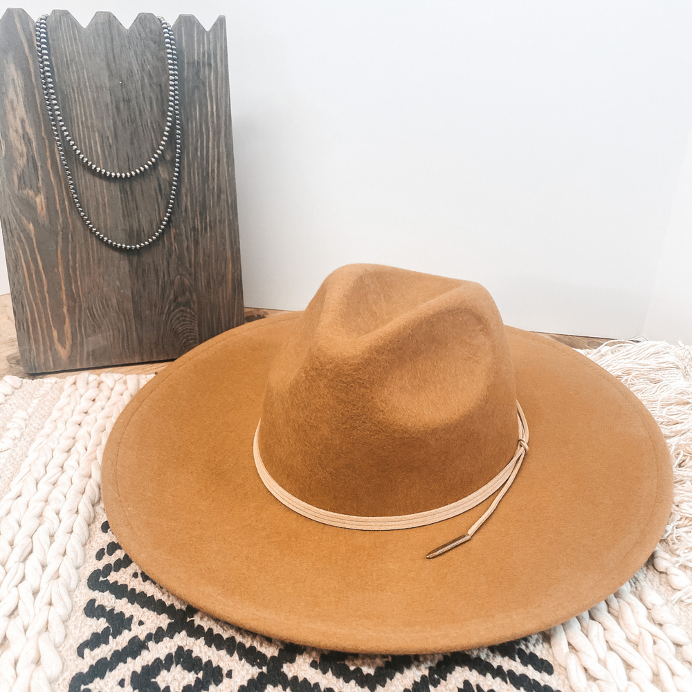 Arizona Skies Felt Hat with Wrapped Leather Band in Tan - Giddy Up Glamour Boutique