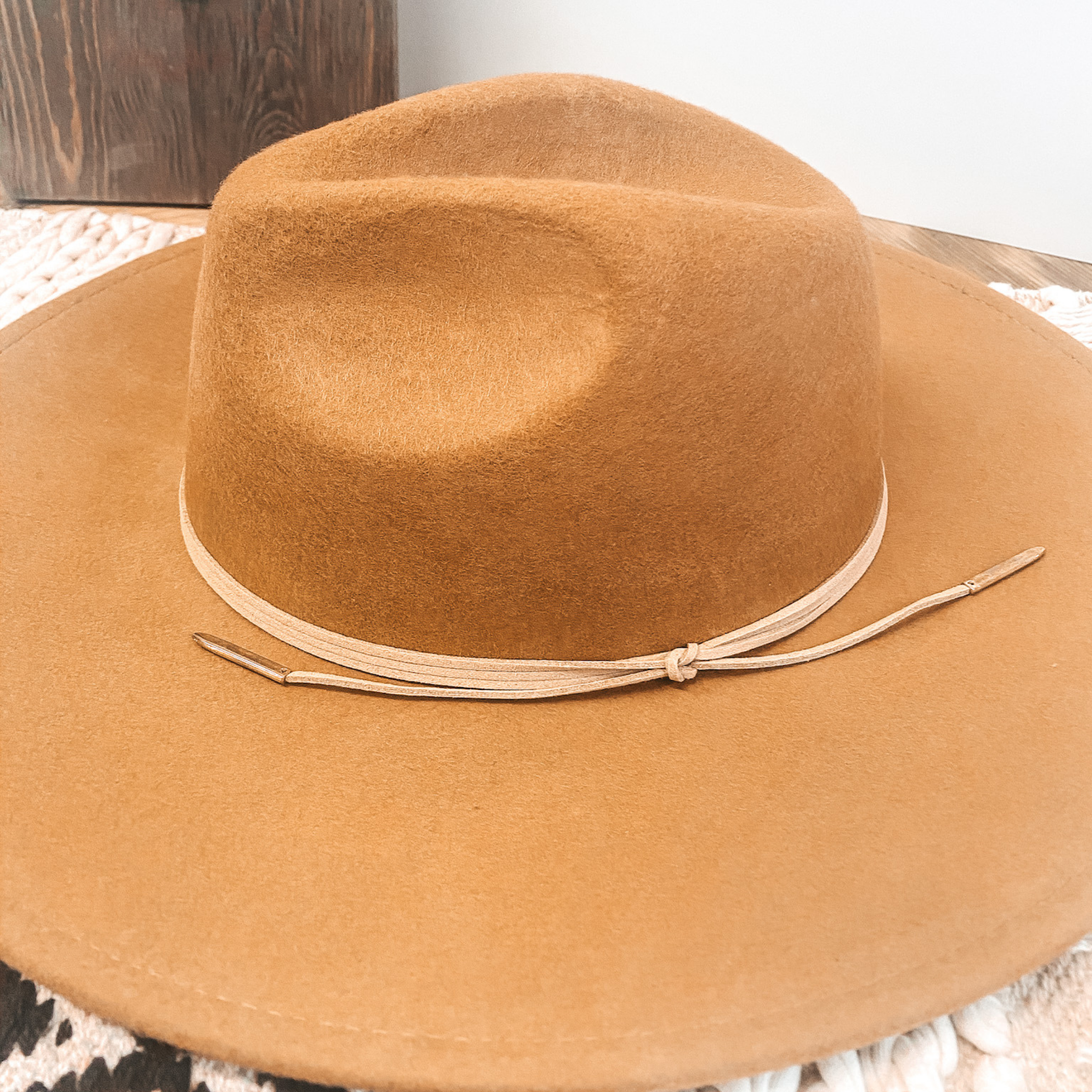 Arizona Skies Felt Hat with Wrapped Leather Band in Tan - Giddy Up Glamour Boutique