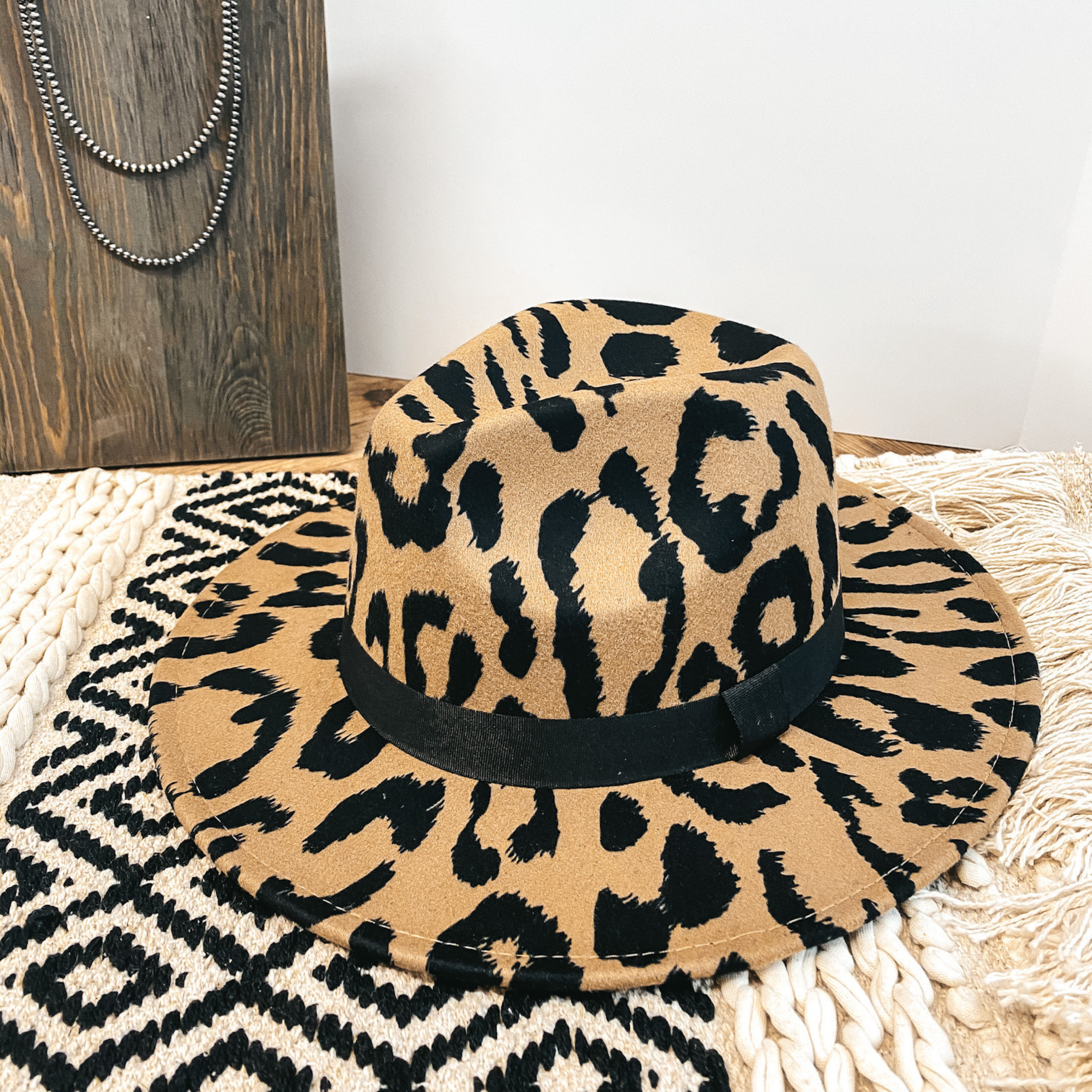 Wild Adventure Flat Brim Large Leopard Hat in Tan - Giddy Up Glamour Boutique
