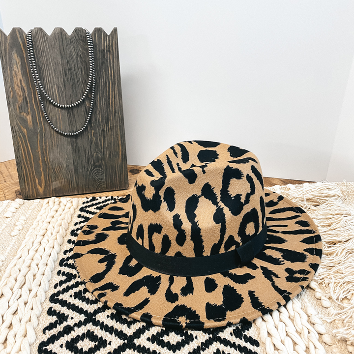 Wild Adventure Flat Brim Large Leopard Hat in Tan - Giddy Up Glamour Boutique