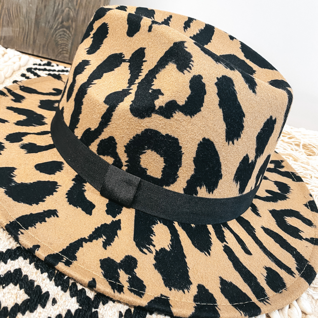 Wild Adventure Flat Brim Large Leopard Hat in Tan - Giddy Up Glamour Boutique