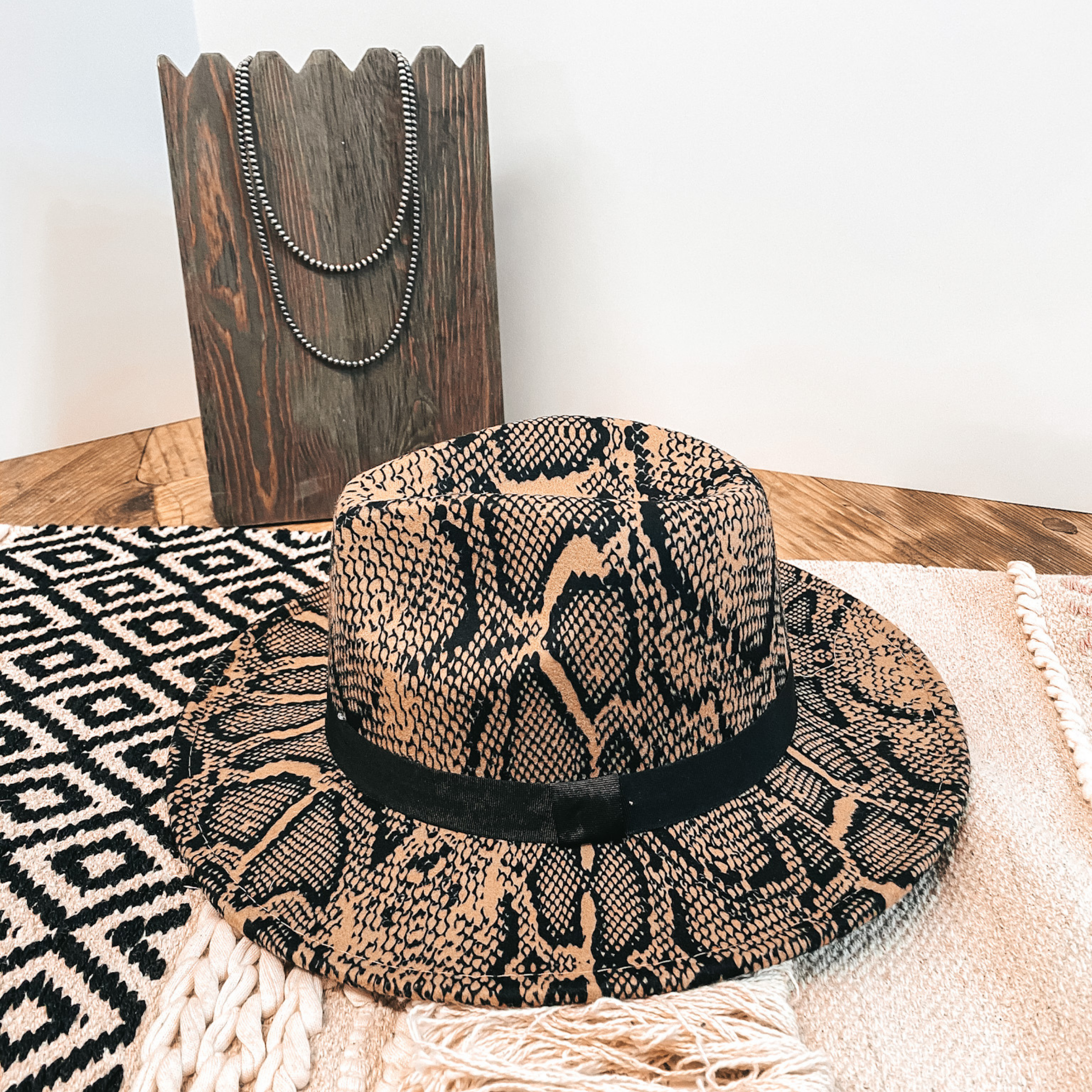 Wild Adventure Flat Brim Hat in Snake Print - Giddy Up Glamour Boutique