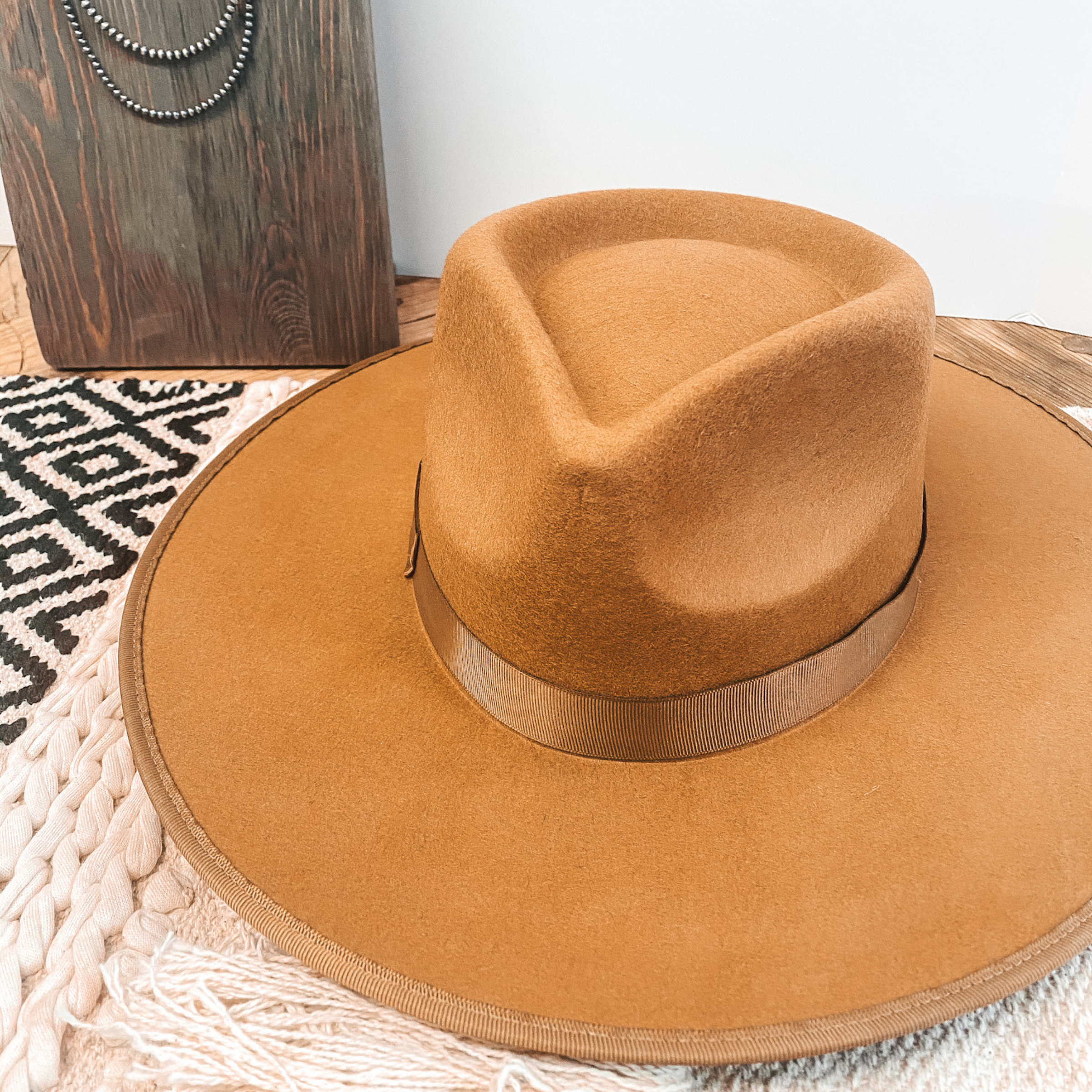 Ramblin' Road Ribbon Banded Rancher Hat in Tan - Giddy Up Glamour Boutique