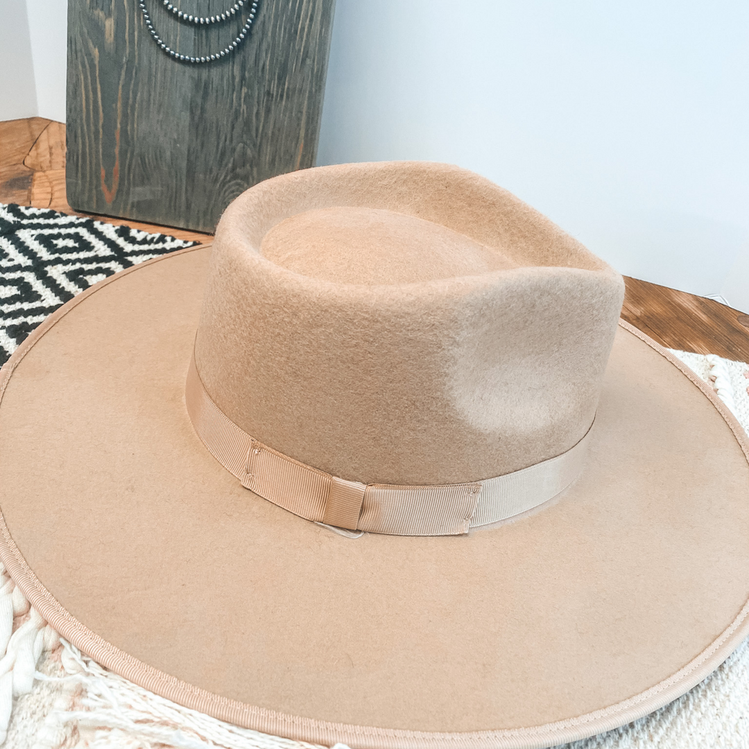 Ramblin' Road Ribbon Banded Rancher Hat in Beige - Giddy Up Glamour Boutique