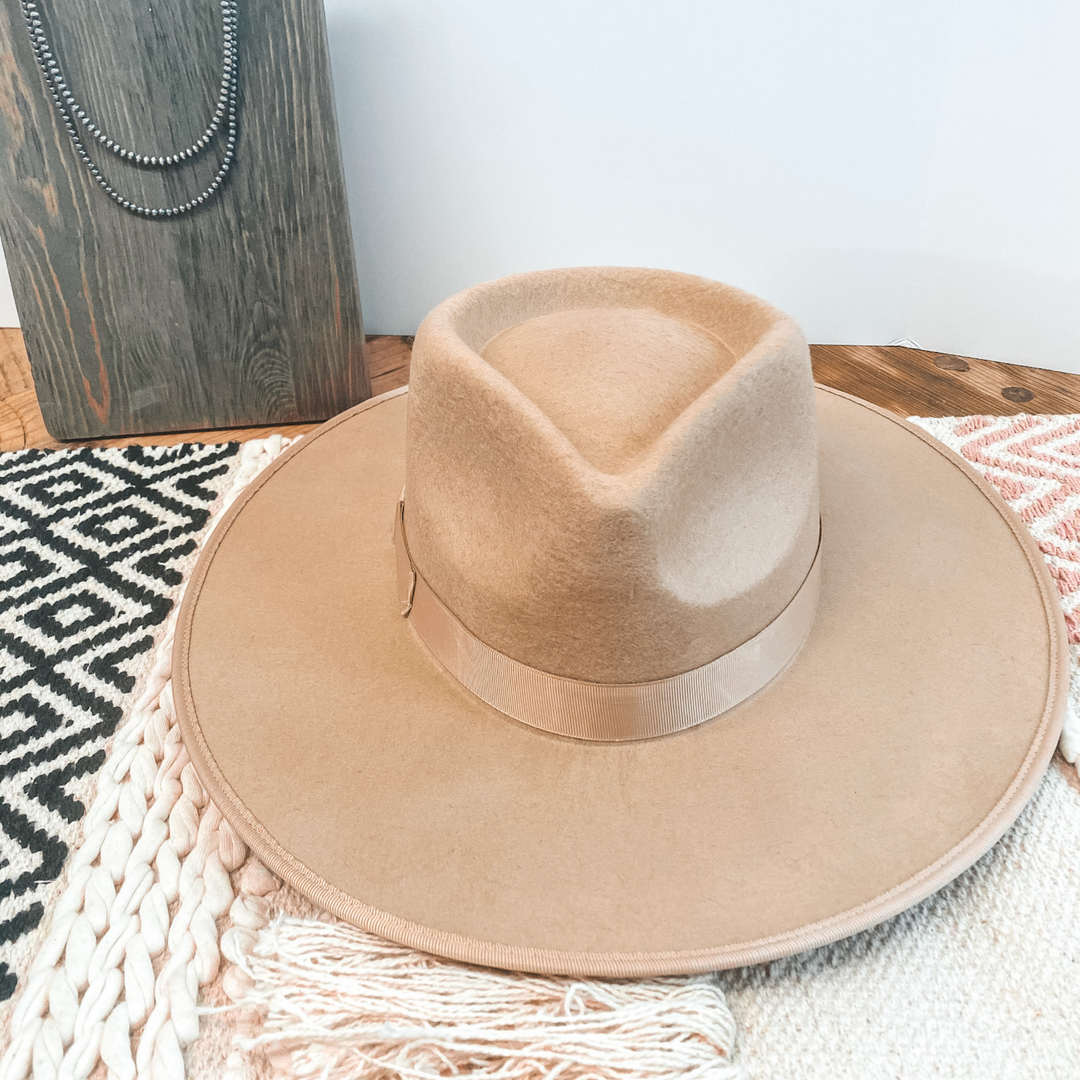 Ramblin' Road Ribbon Banded Rancher Hat in Beige - Giddy Up Glamour Boutique