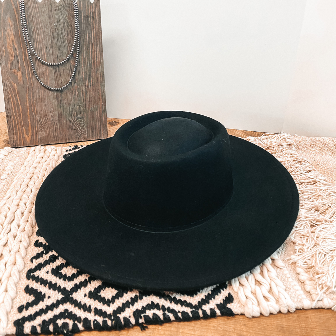 Wild Skies Oval Crown Wool Hat in Black - Giddy Up Glamour Boutique