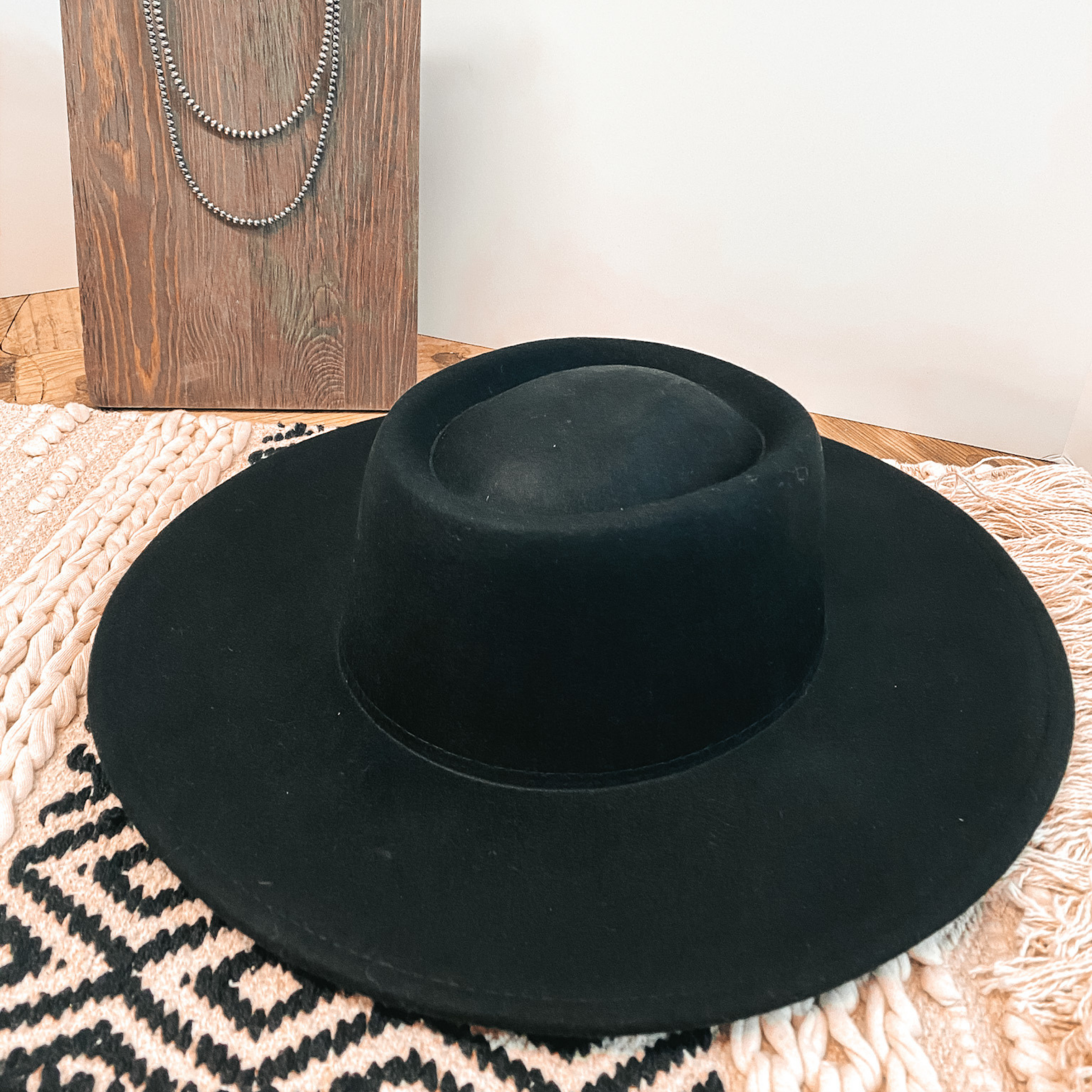 Wild Skies Oval Crown Wool Hat in Black - Giddy Up Glamour Boutique