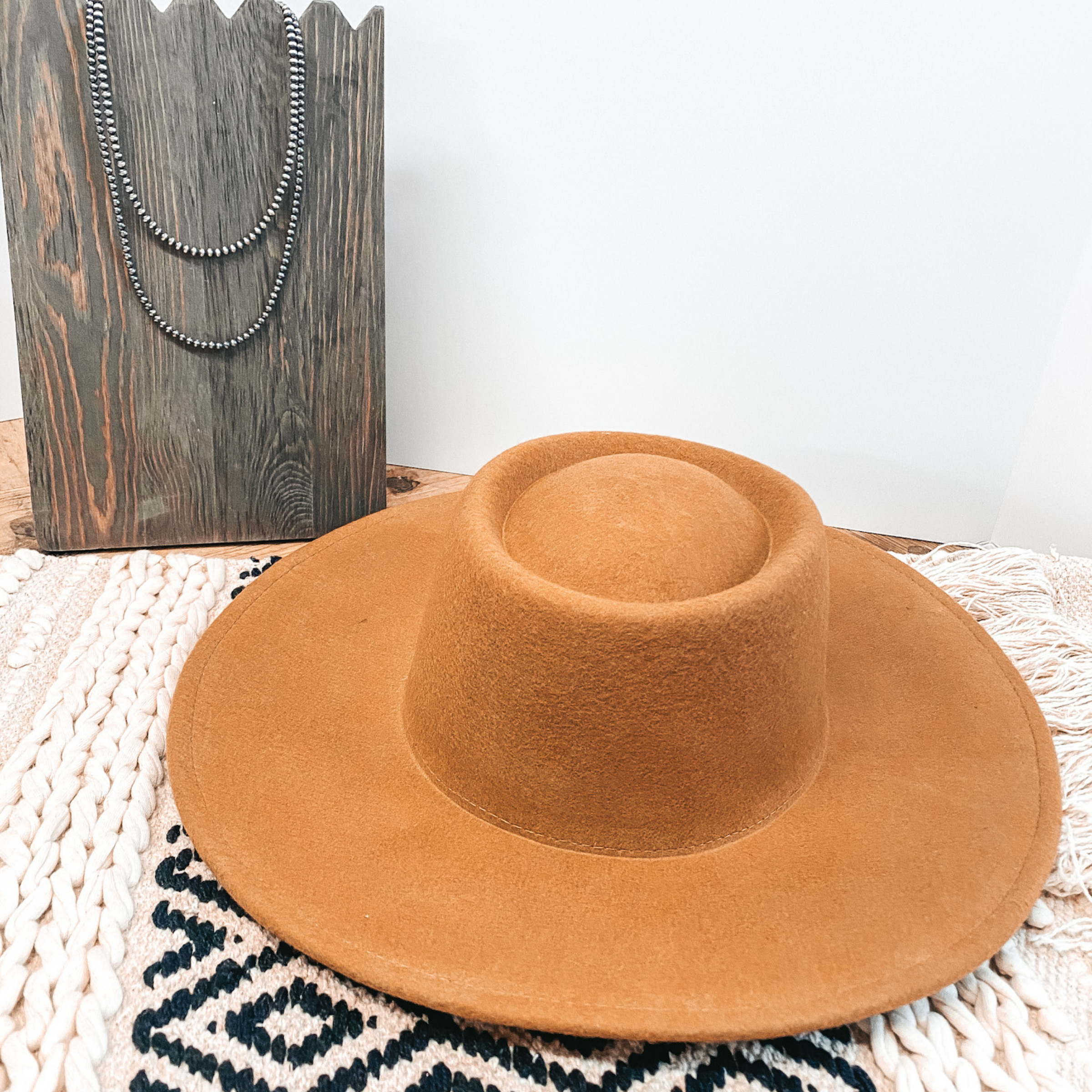 Wild Skies Oval Crown Wool Hat in Tan - Giddy Up Glamour Boutique