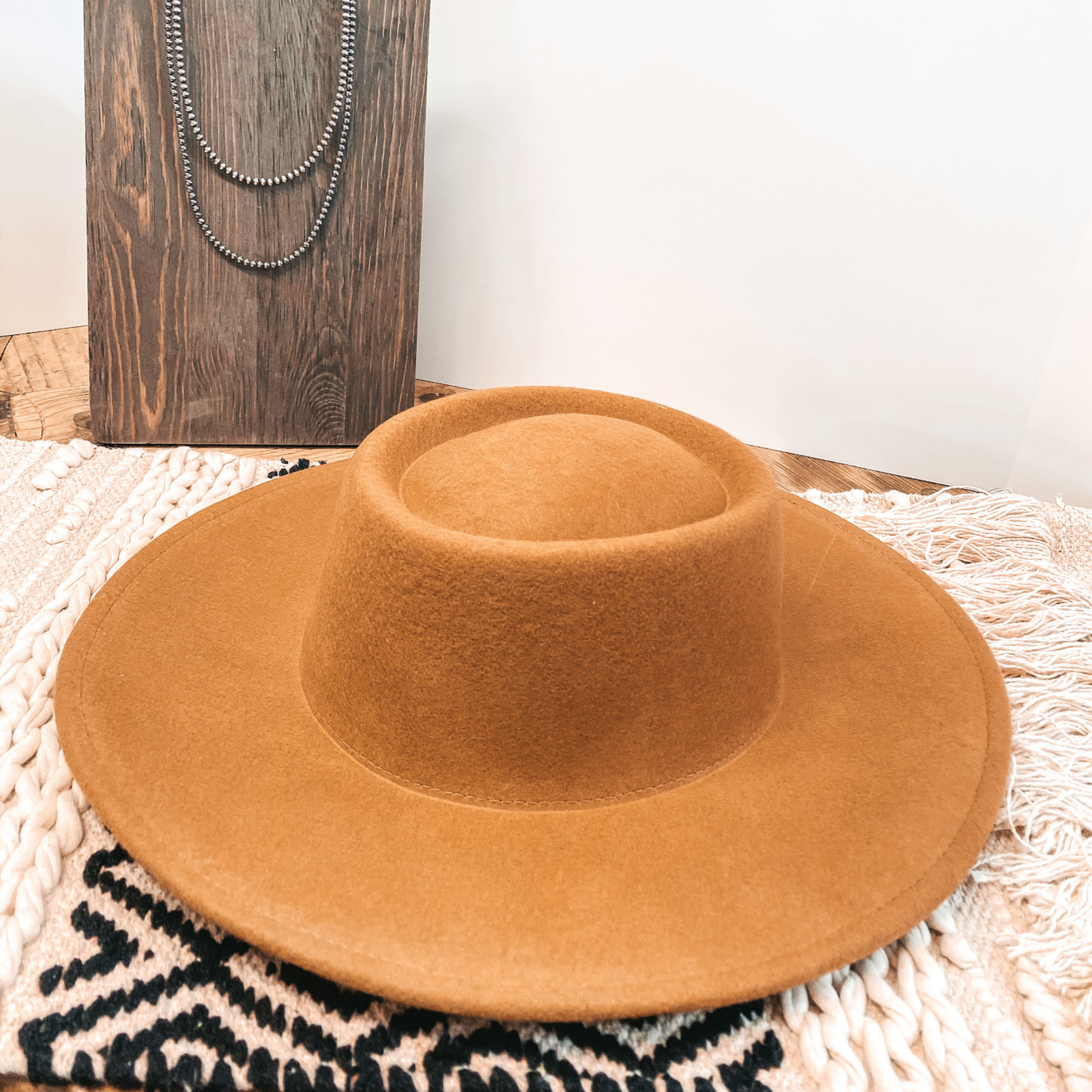 Wild Skies Oval Crown Wool Hat in Tan