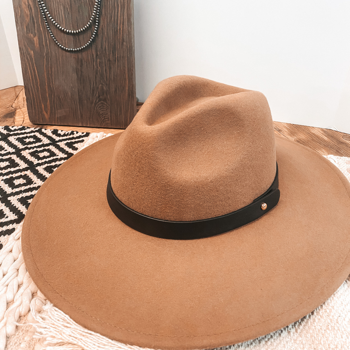 Gambling Problem Black Band Faux Felt Hat in Mocha Brown - Giddy Up Glamour Boutique