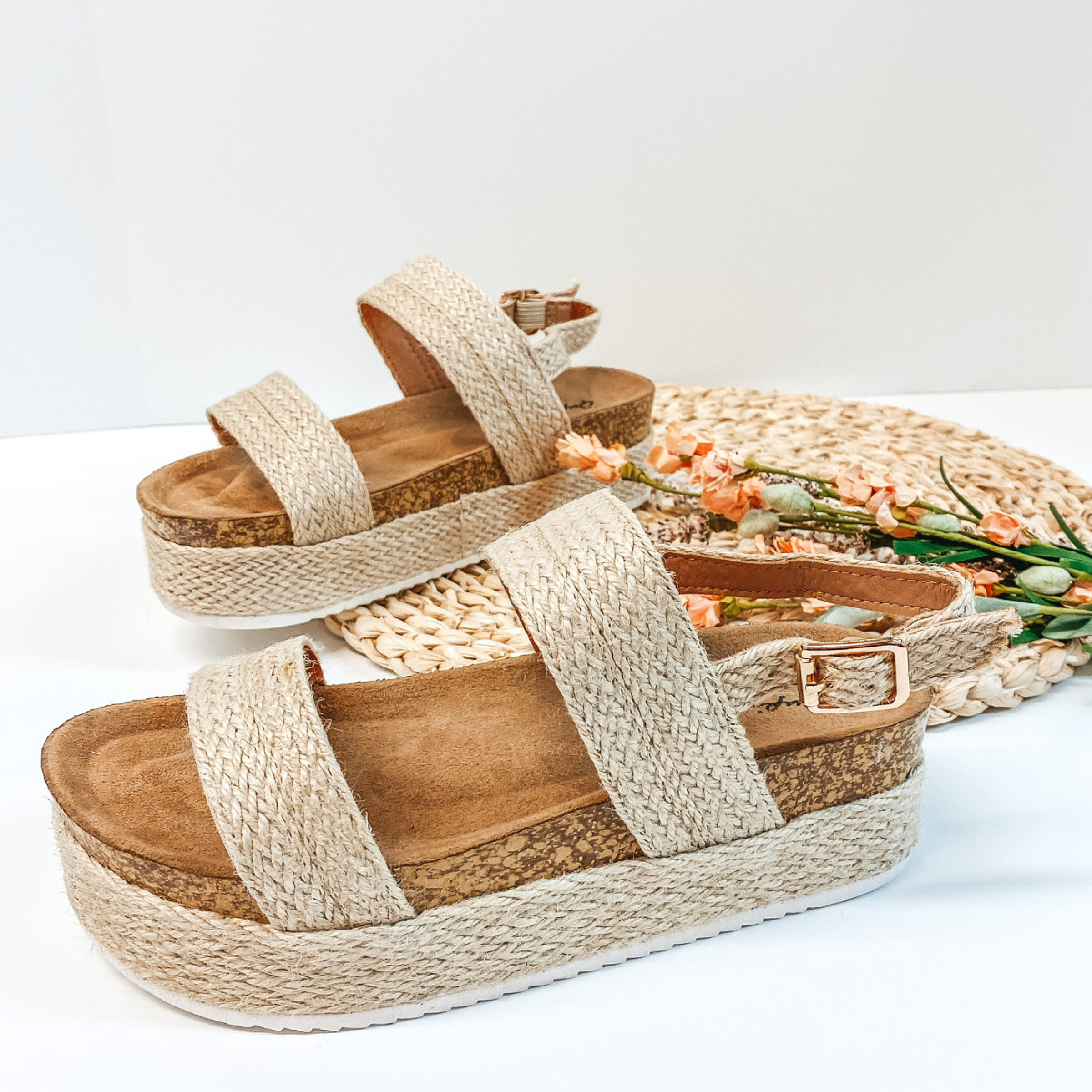 Best Foot Forward Platform Espadrille Sandals in Beige - Giddy Up Glamour Boutique
