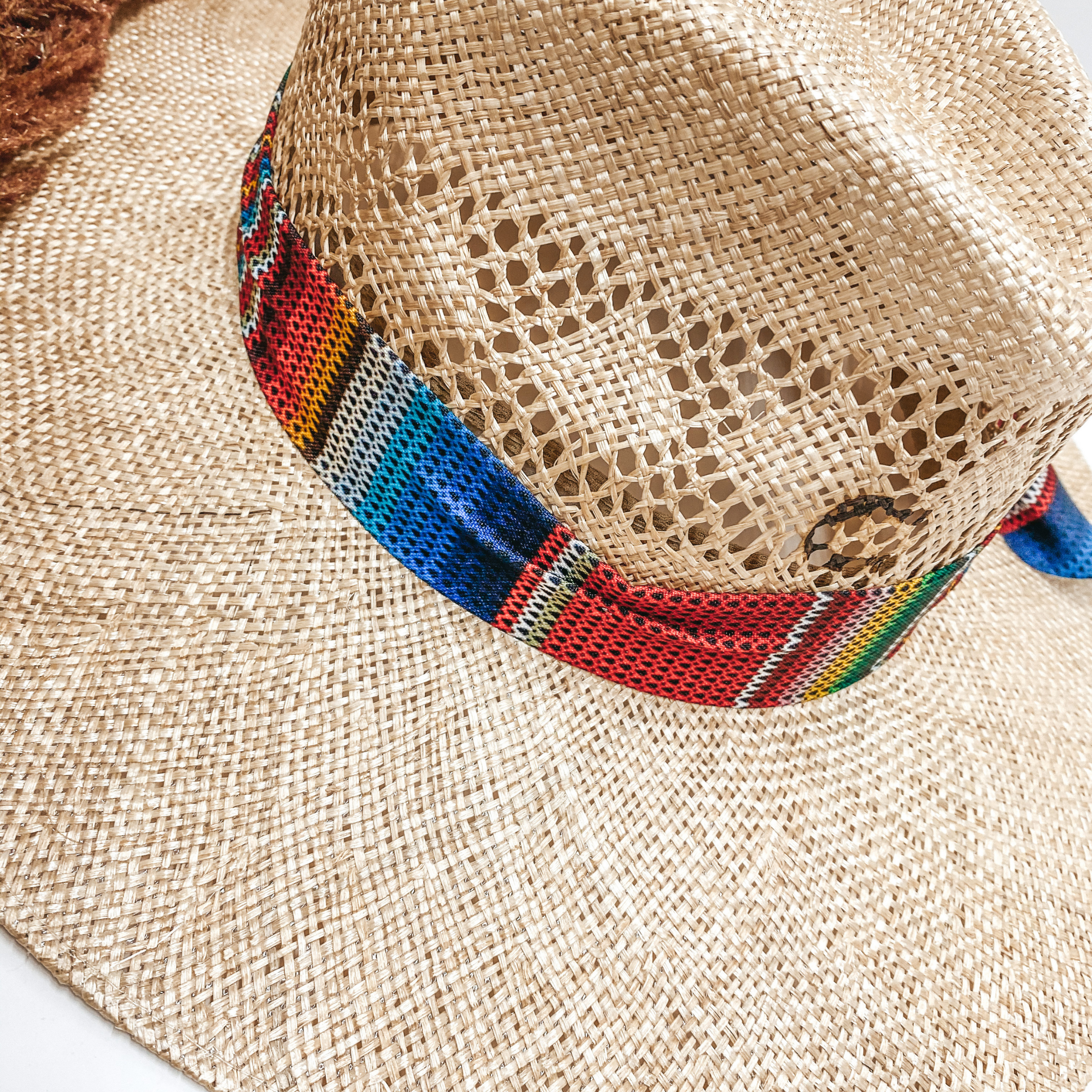 Charlie 1 Horse | Fiesta Straw Stiff Brim Hat with Serape Band in Natural - Giddy Up Glamour Boutique