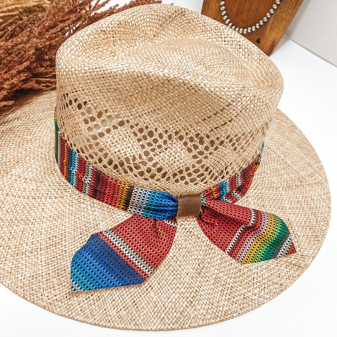 Charlie 1 Horse | Fiesta Straw Stiff Brim Hat with Serape Band in Natural - Giddy Up Glamour Boutique