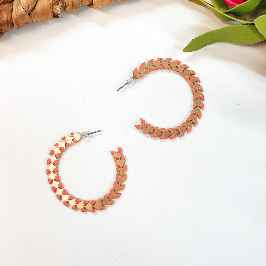 Spiked Hoop Earrings in Pink and Gold - Giddy Up Glamour Boutique