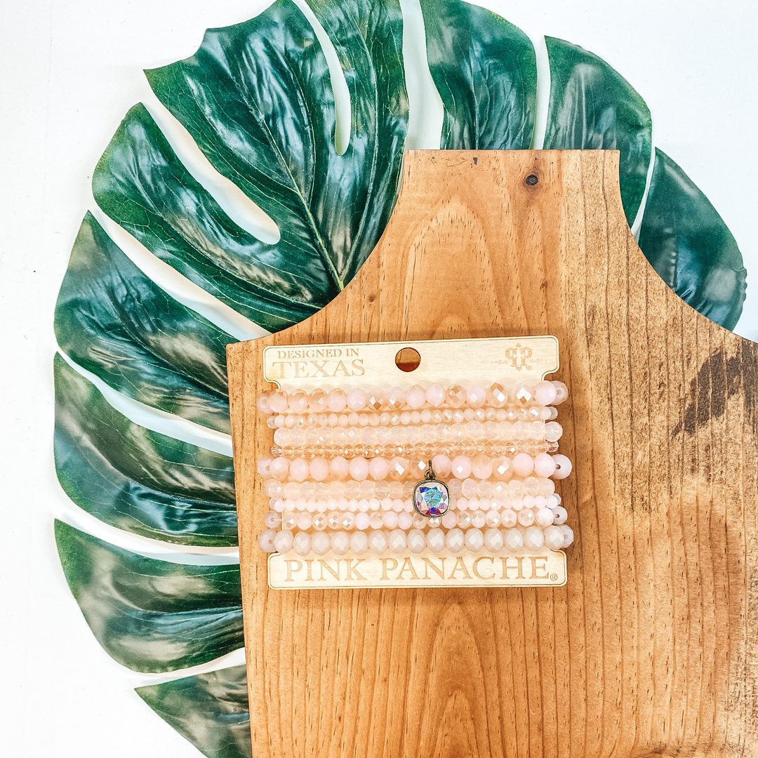 Pink Panache | Crystal Beaded Bracelet Set in Light Pink - Giddy Up Glamour Boutique