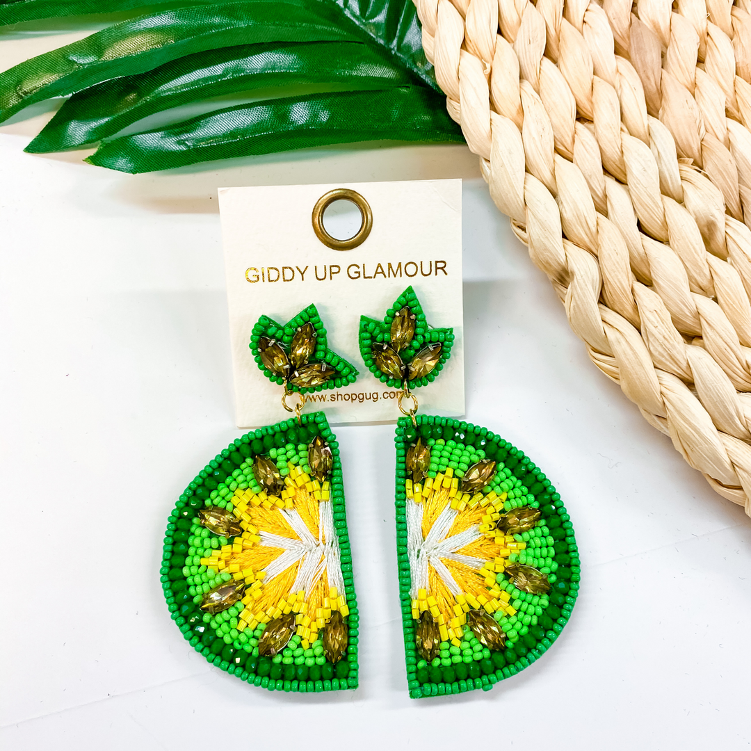 Splash Of Citrus Seed Bead Lime Earrings in Green - Giddy Up Glamour Boutique