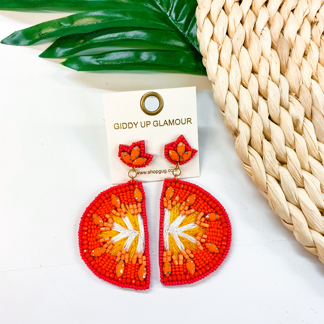 Splash Of Citrus Seed Bead Orange Earrings in Orange - Giddy Up Glamour Boutique