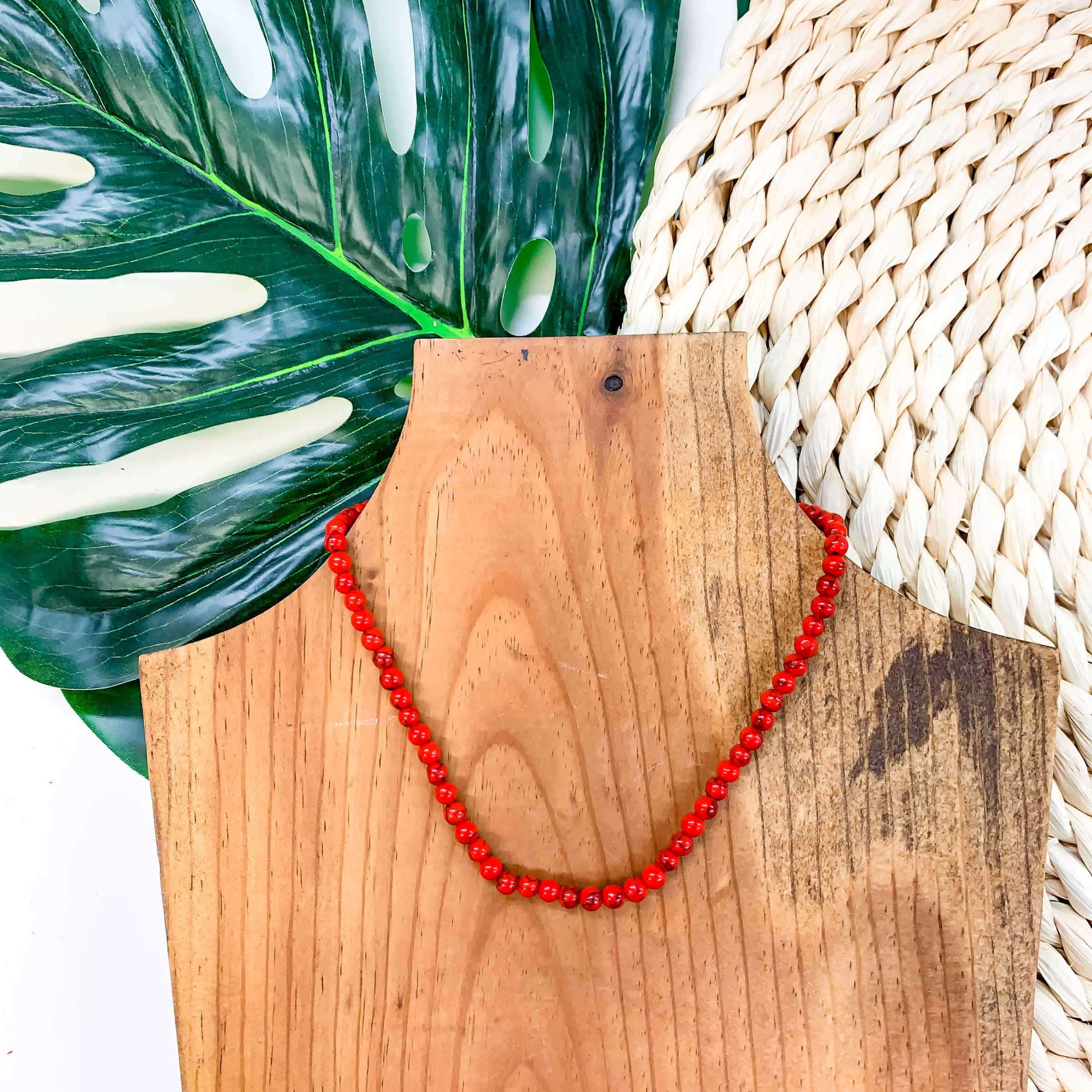 Beaded Choker Necklace In Red - Giddy Up Glamour Boutique