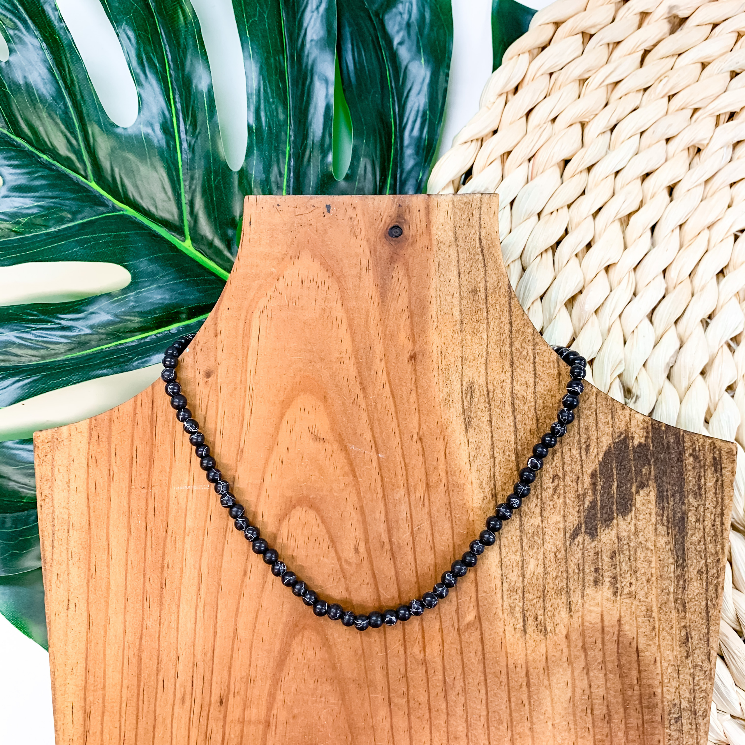 Beaded Choker Necklace In Black - Giddy Up Glamour Boutique