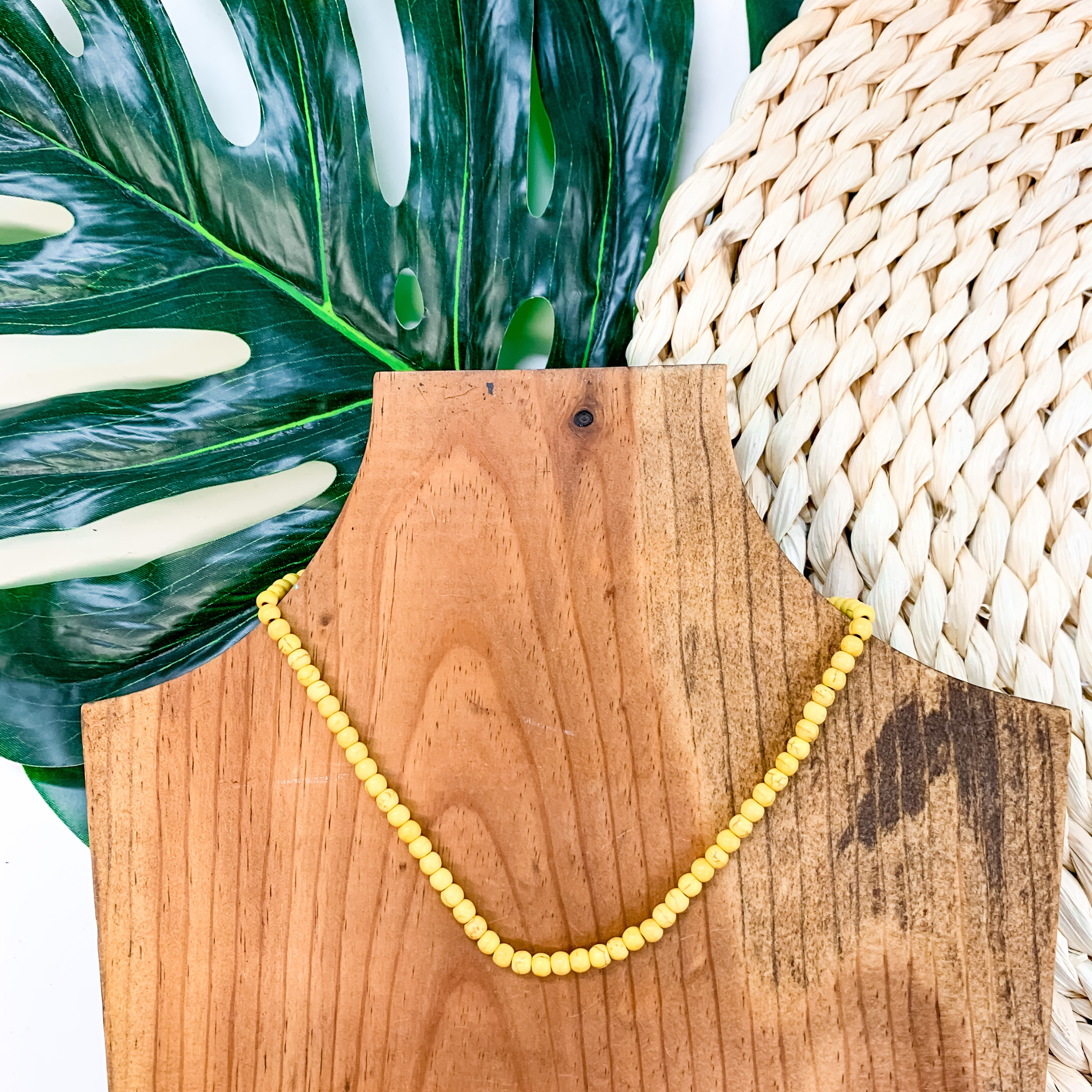 Beaded Choker Necklace In Yellow - Giddy Up Glamour Boutique