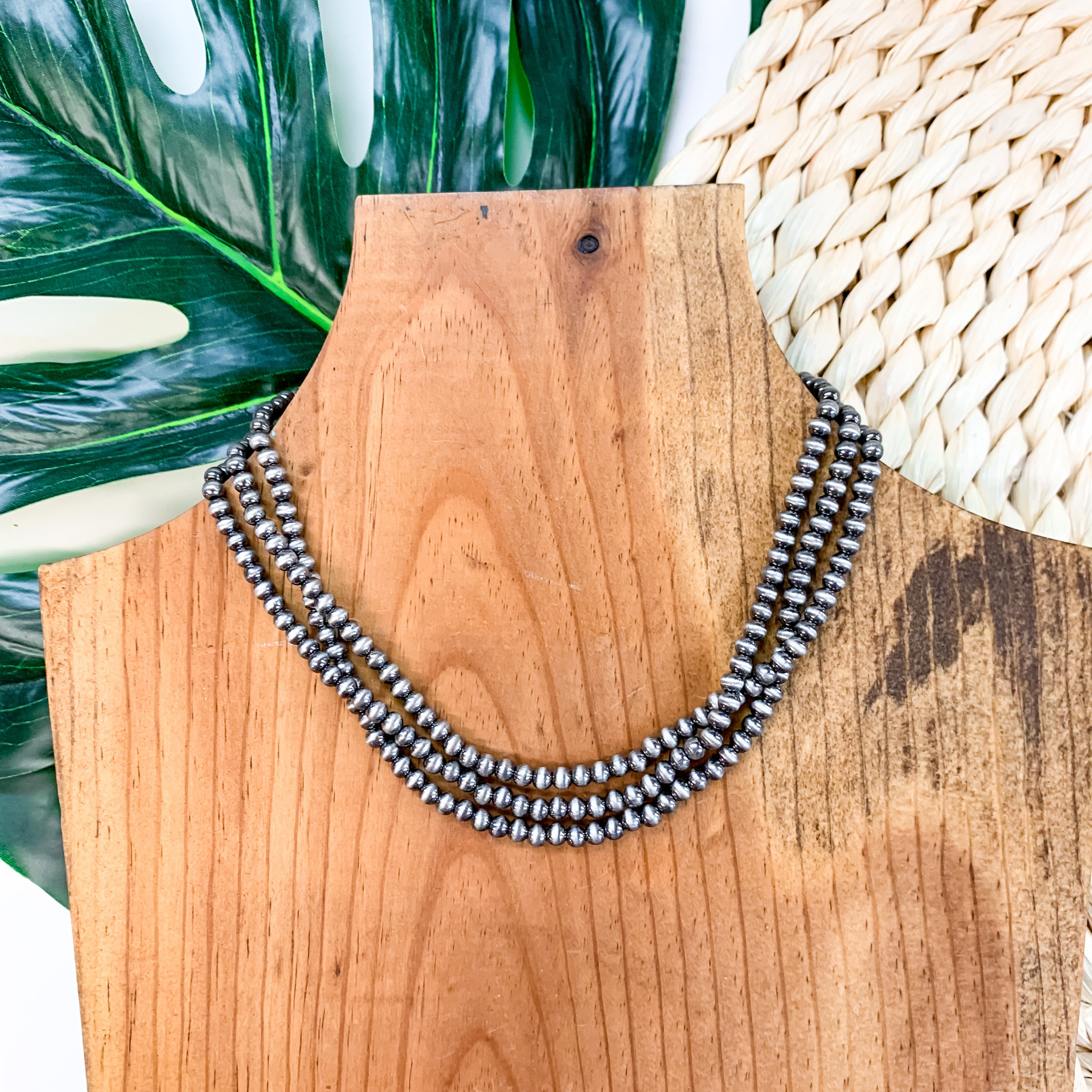 Layered Beaded Choker Necklace In Silver - Giddy Up Glamour Boutique