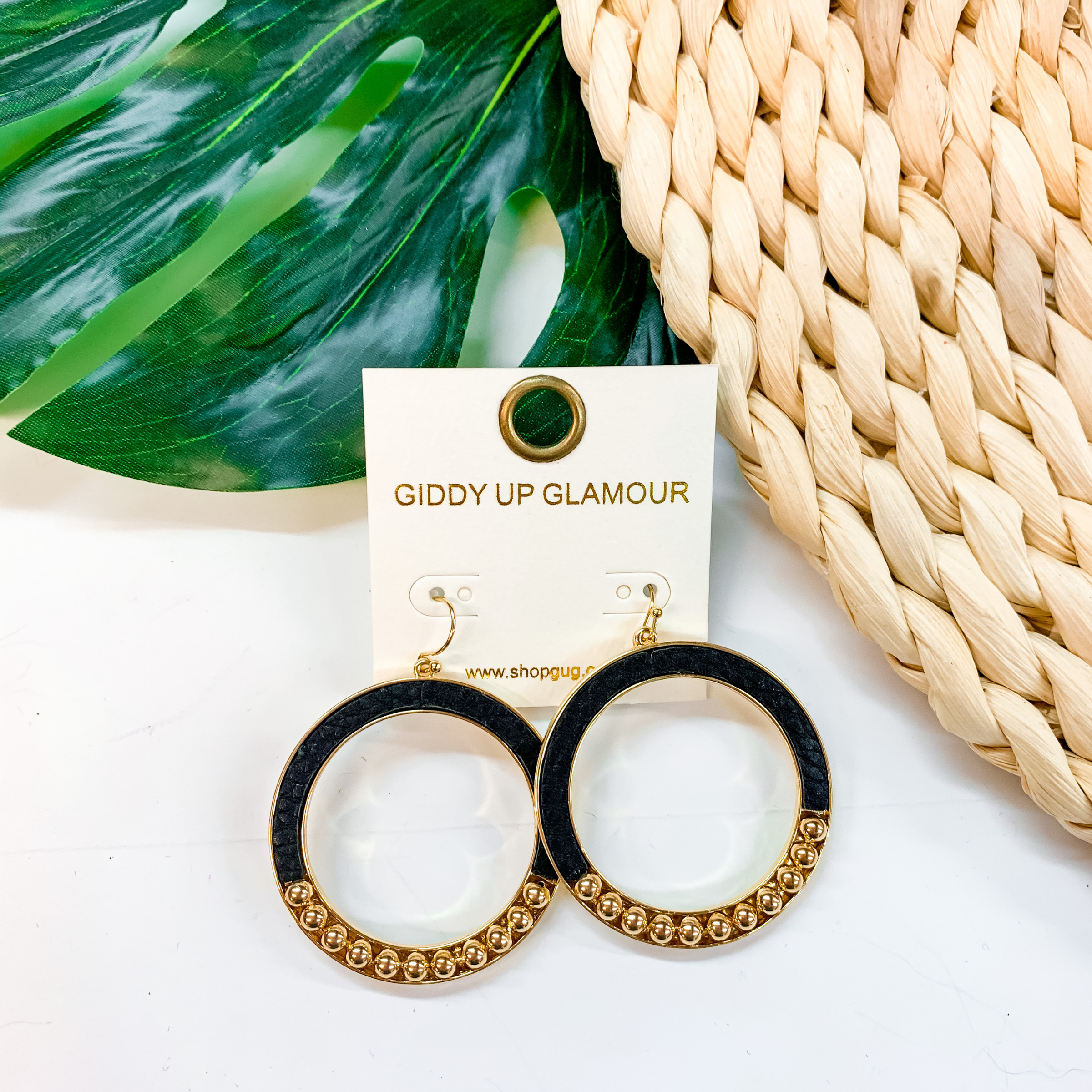 Subtle Style Circle Earrings with Gold Accents in Black - Giddy Up Glamour Boutique