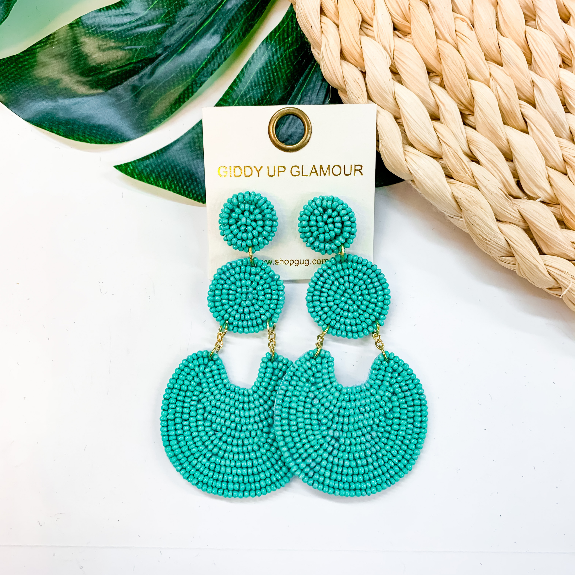 Pure Perfection Seed Bead 3 Tiered Drop Earrings In Turquoise - Giddy Up Glamour Boutique