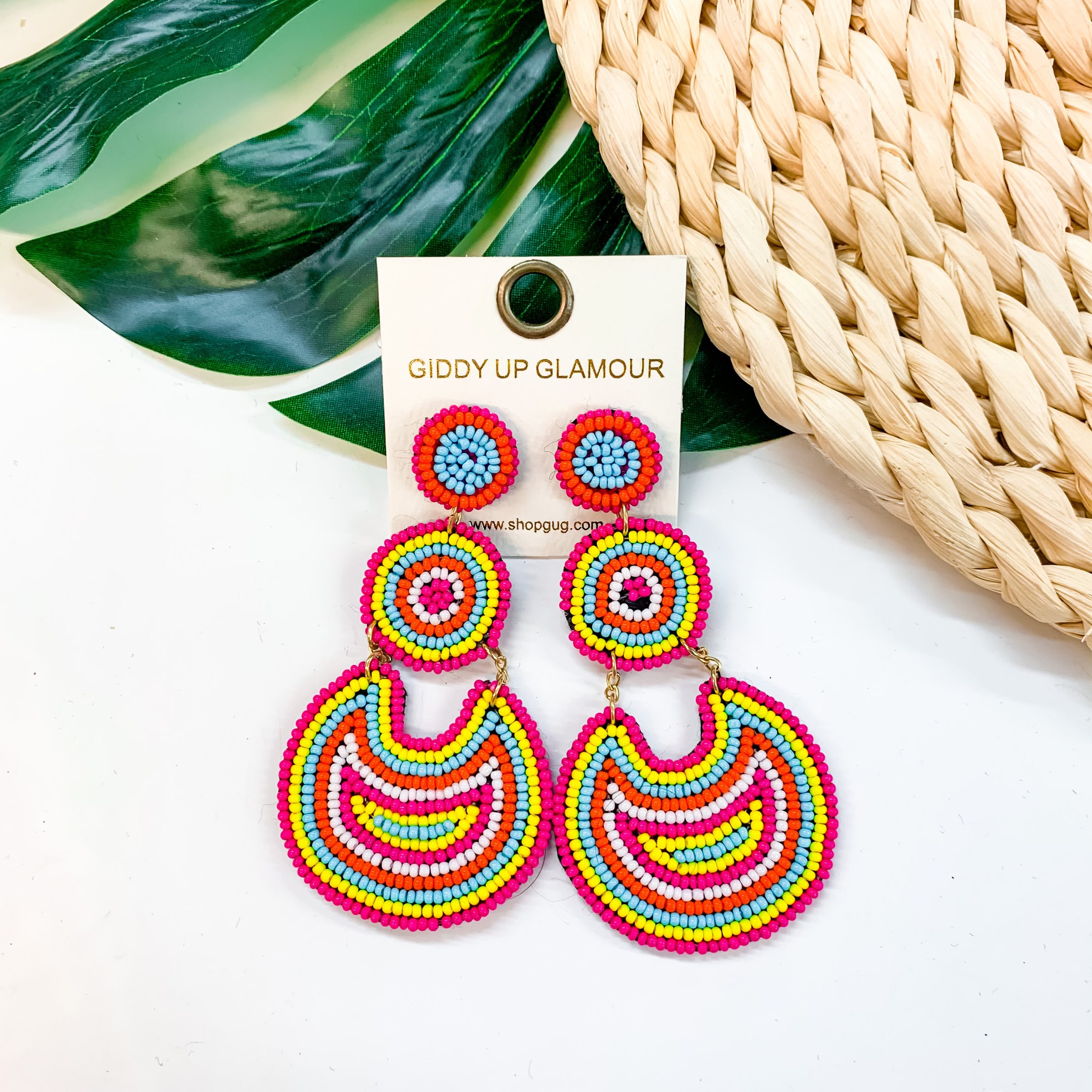 Pure Perfection Seed Bead 3 Tiered Drop Earrings in Multicolored - Giddy Up Glamour Boutique