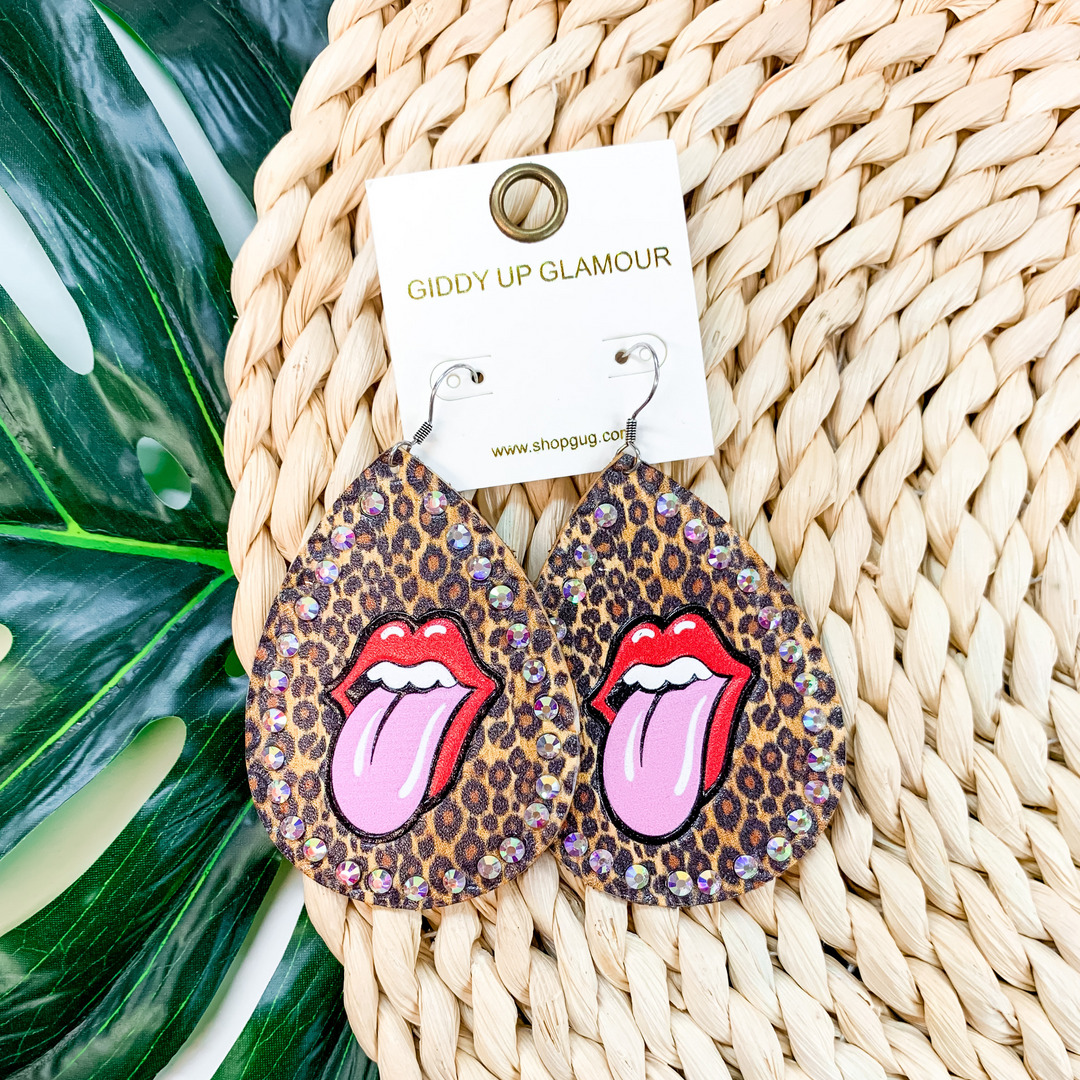 Rock N' Roll Leather Teardrop Earrings In Leopard Print - Giddy Up Glamour Boutique