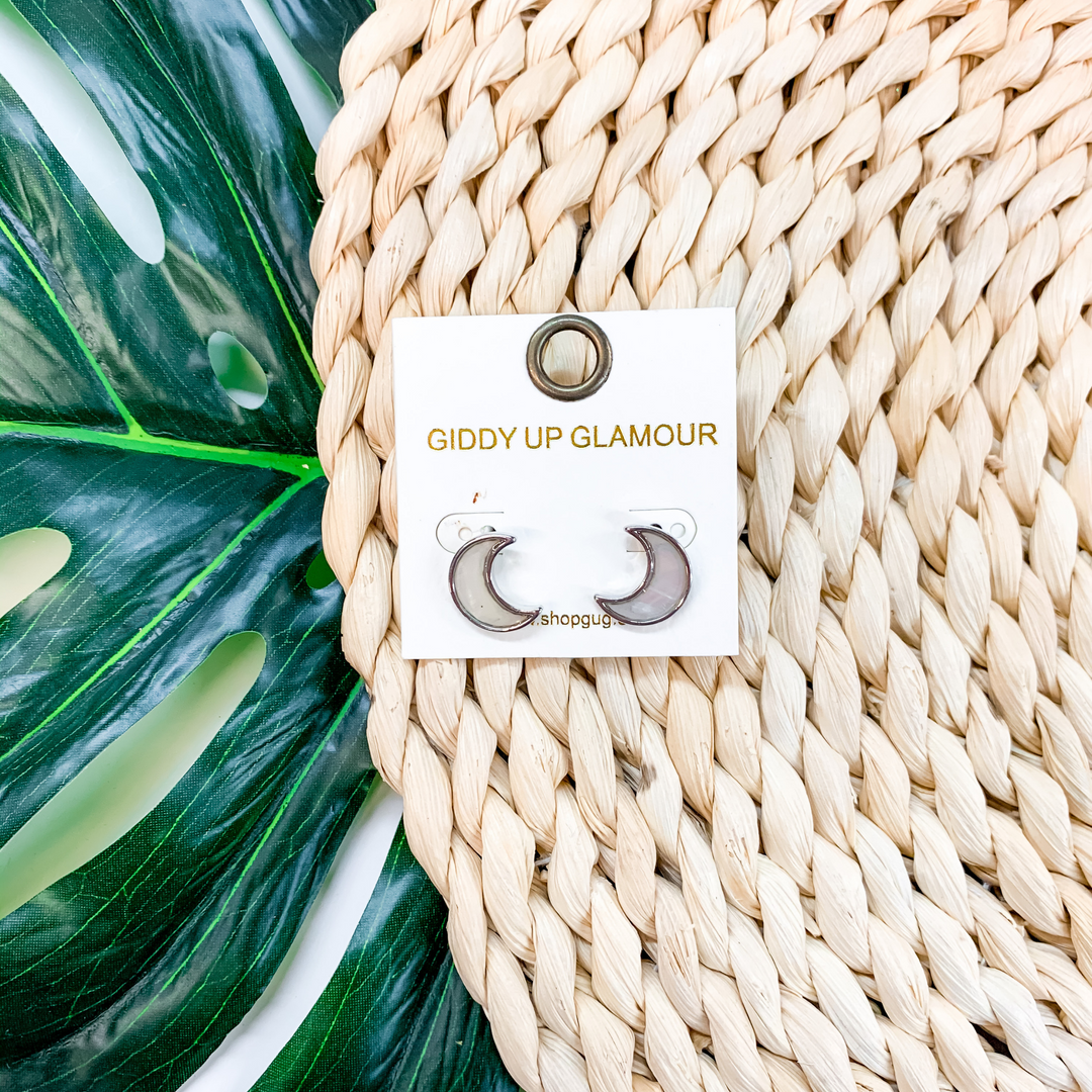 Hung The Moon Stud Earrings in Silver - Giddy Up Glamour Boutique