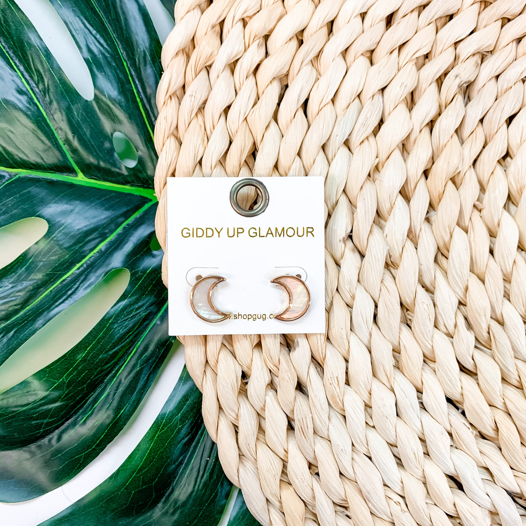 Hung The Moon Stud Earrings in Gold - Giddy Up Glamour Boutique