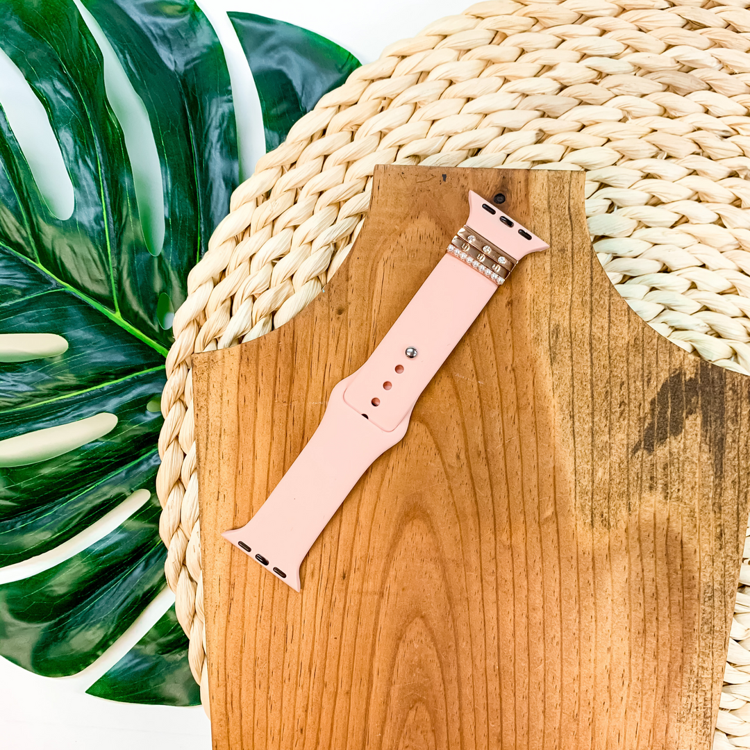 Smart Watch Band With Pearl Set Rings in Blush - Giddy Up Glamour Boutique