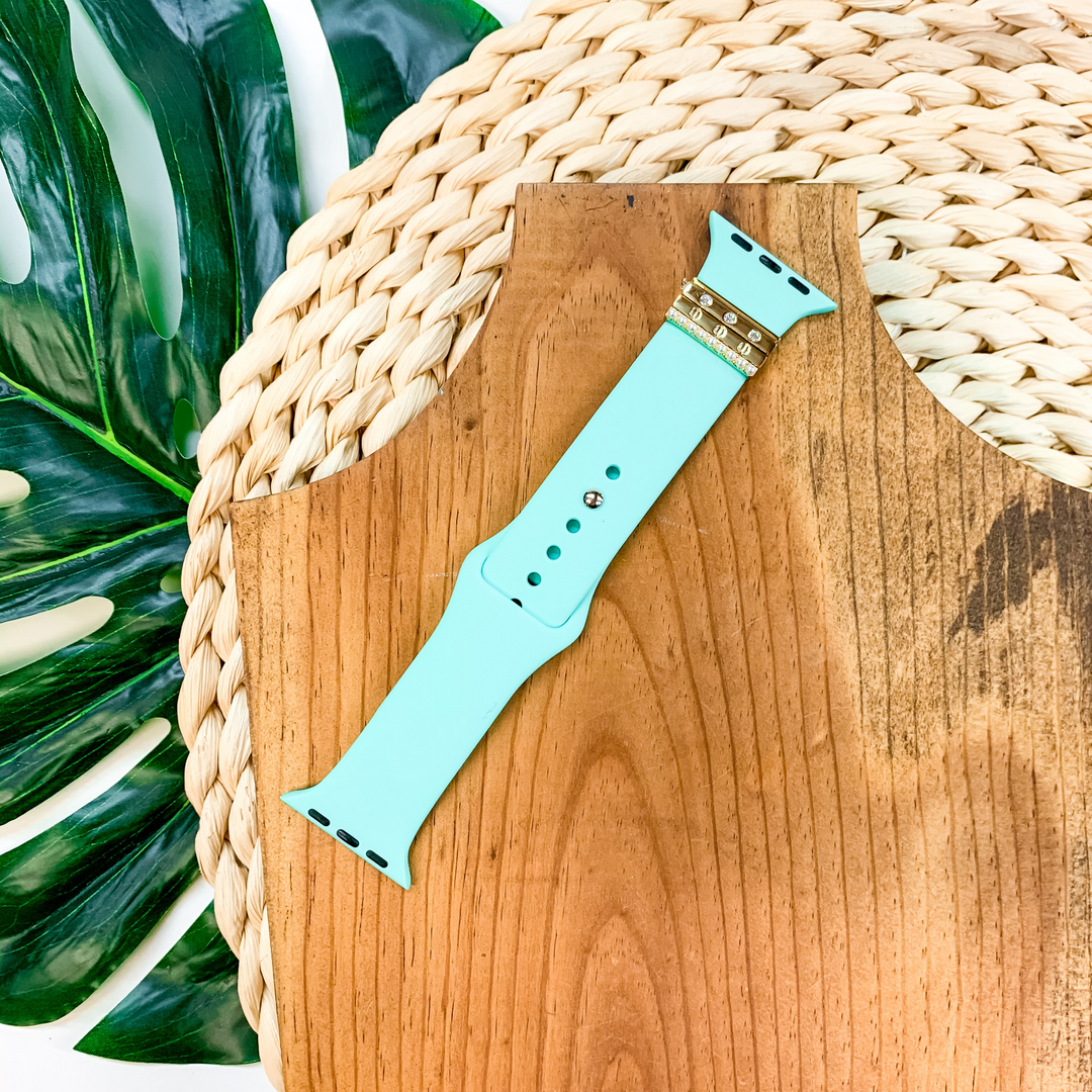 Smart Watch Band With Pearl Set Rings in Mint - Giddy Up Glamour Boutique