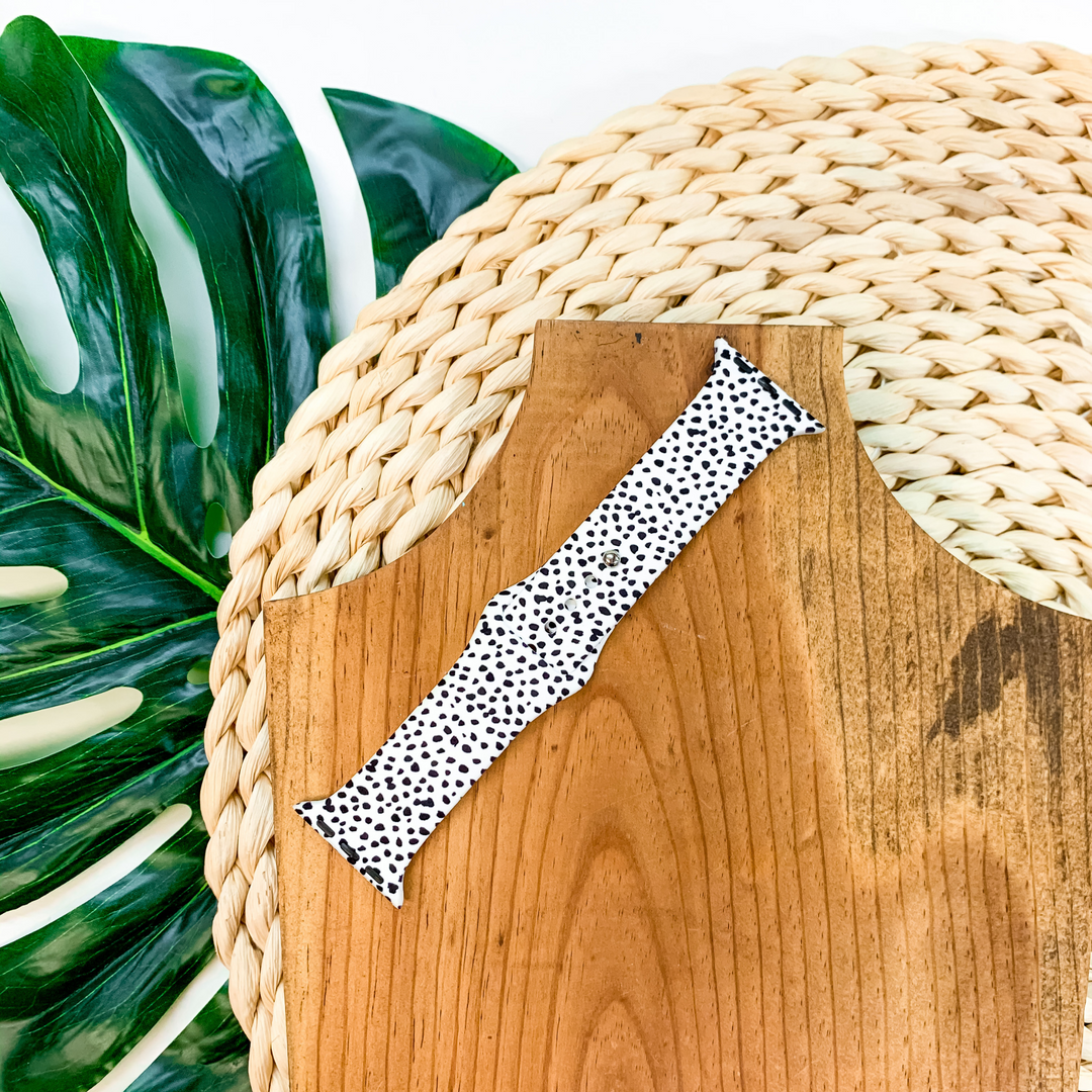 Smart Watch Band with Black Spots in White - Giddy Up Glamour Boutique