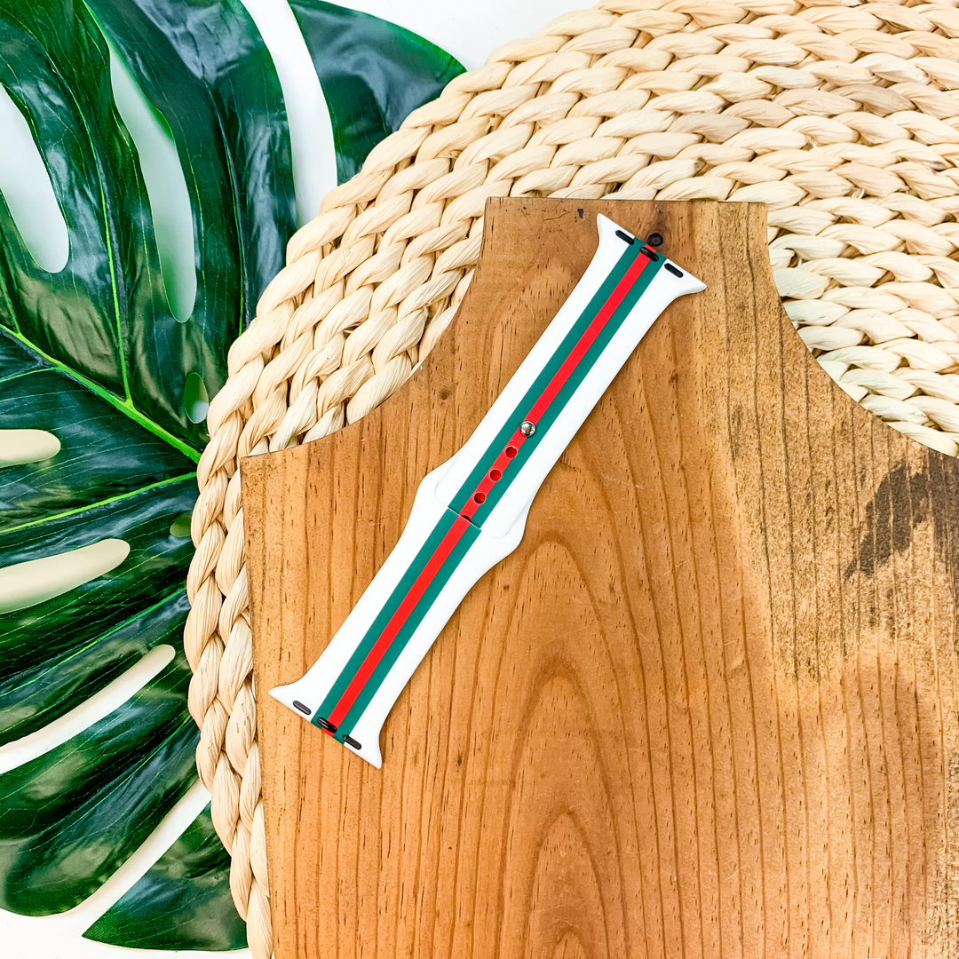 Smart Watch Band in White, Green and Red - Giddy Up Glamour Boutique