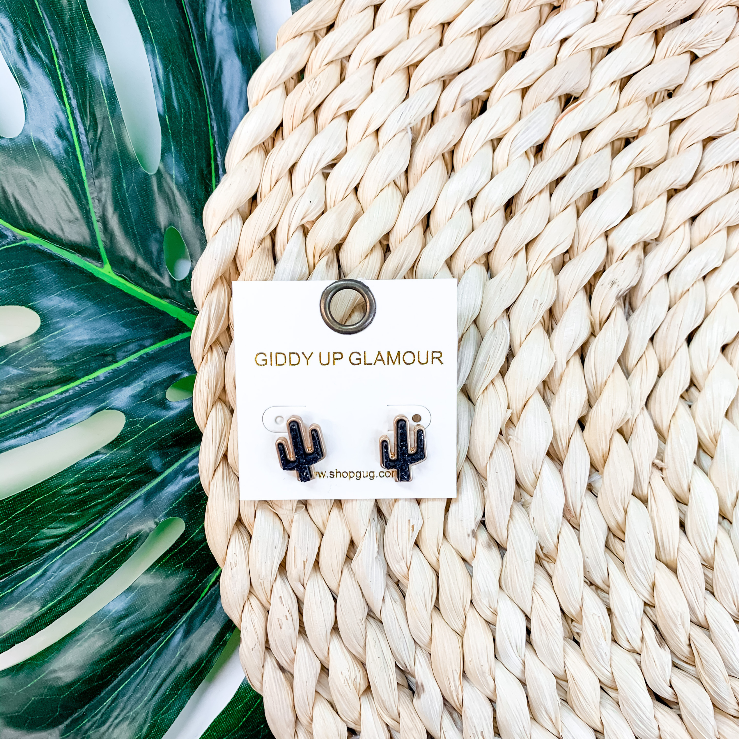 Cactus Makes Perfect Cactus Stud Earrings in Black - Giddy Up Glamour Boutique