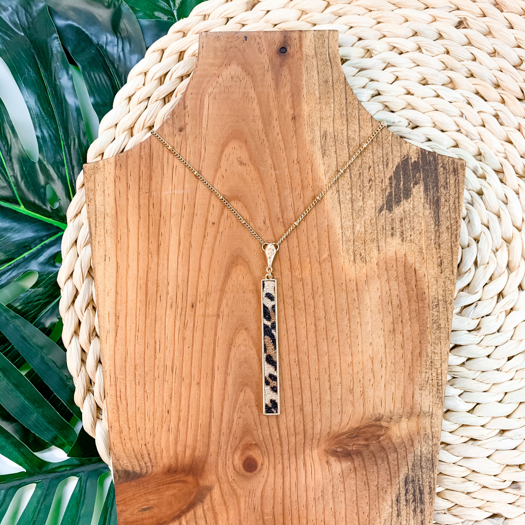 On The Hunt Gold Necklace in Leopard Print - Giddy Up Glamour Boutique